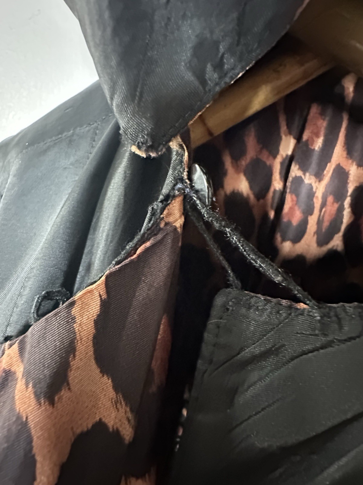 1950s Reversible Silk Satin Duster Coat Leopard Print Hooded Pockets