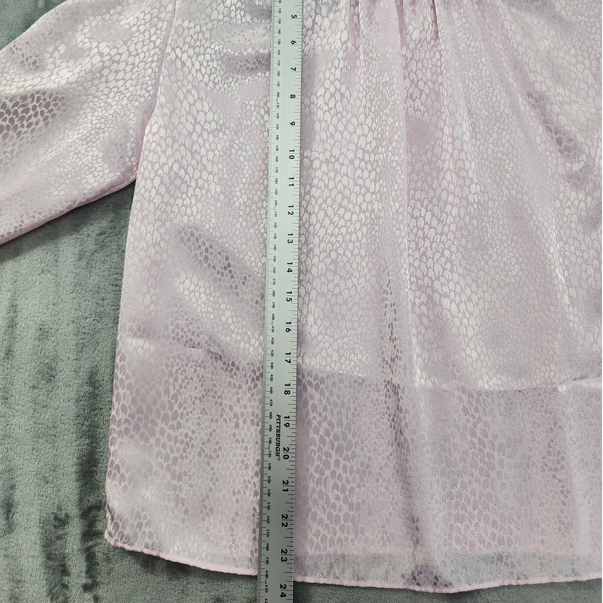 Vintage Grand Design Top Womens M Pink Jacquard Silky High Neck Long Sleeve