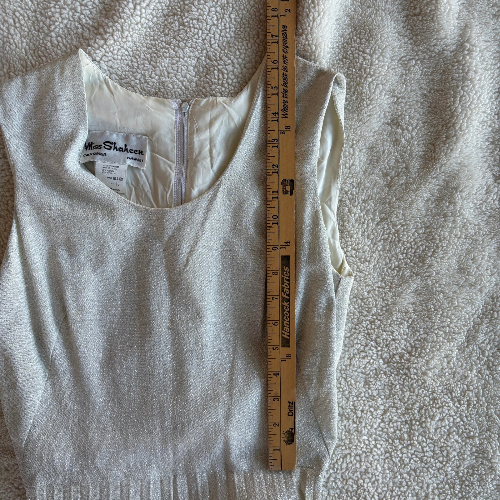 Vtg Miss Shaheen Silver Pleated Wide Leg Jumpsuit Size 10 Disco Retro
