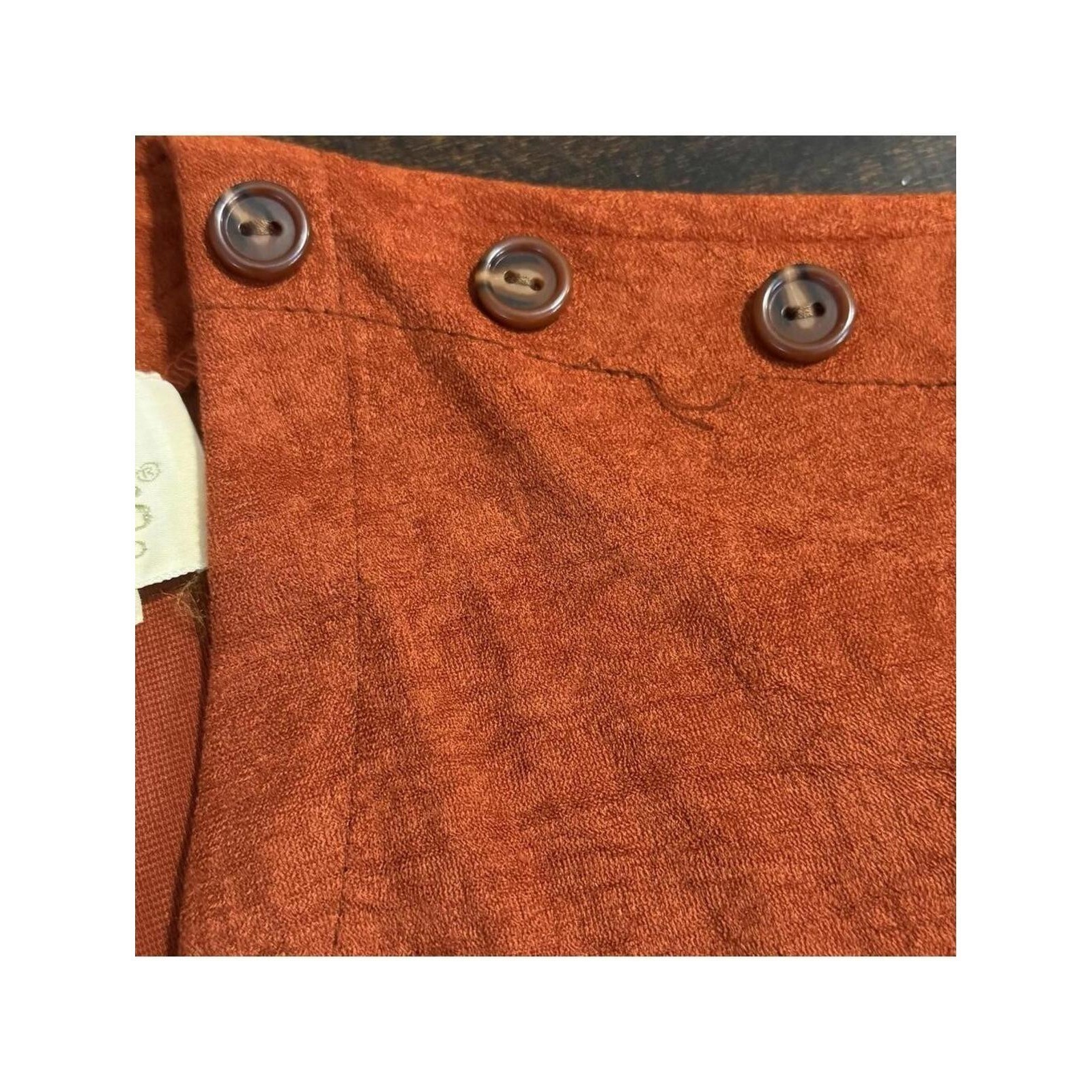 Frederick’s of Hollywood Faux Suede Button Midi Dress Terracotta S Vintage Boho