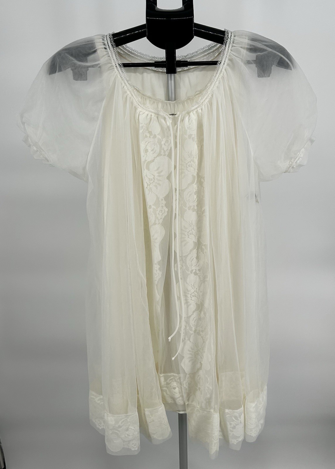 Vintage Miss Elaine Nightgown/Robe Bridal Peignoir Set Union Made Cream Petite