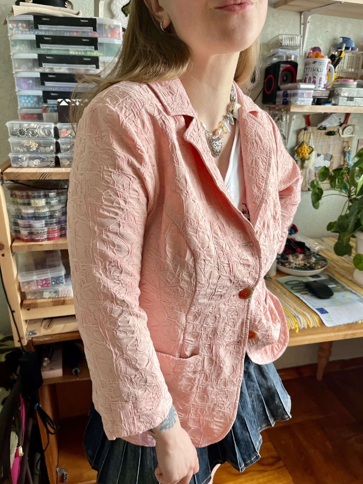 Rare Vintage Fair Lady Pink Womans Germany 3/4 Sleeve Jacket Size M