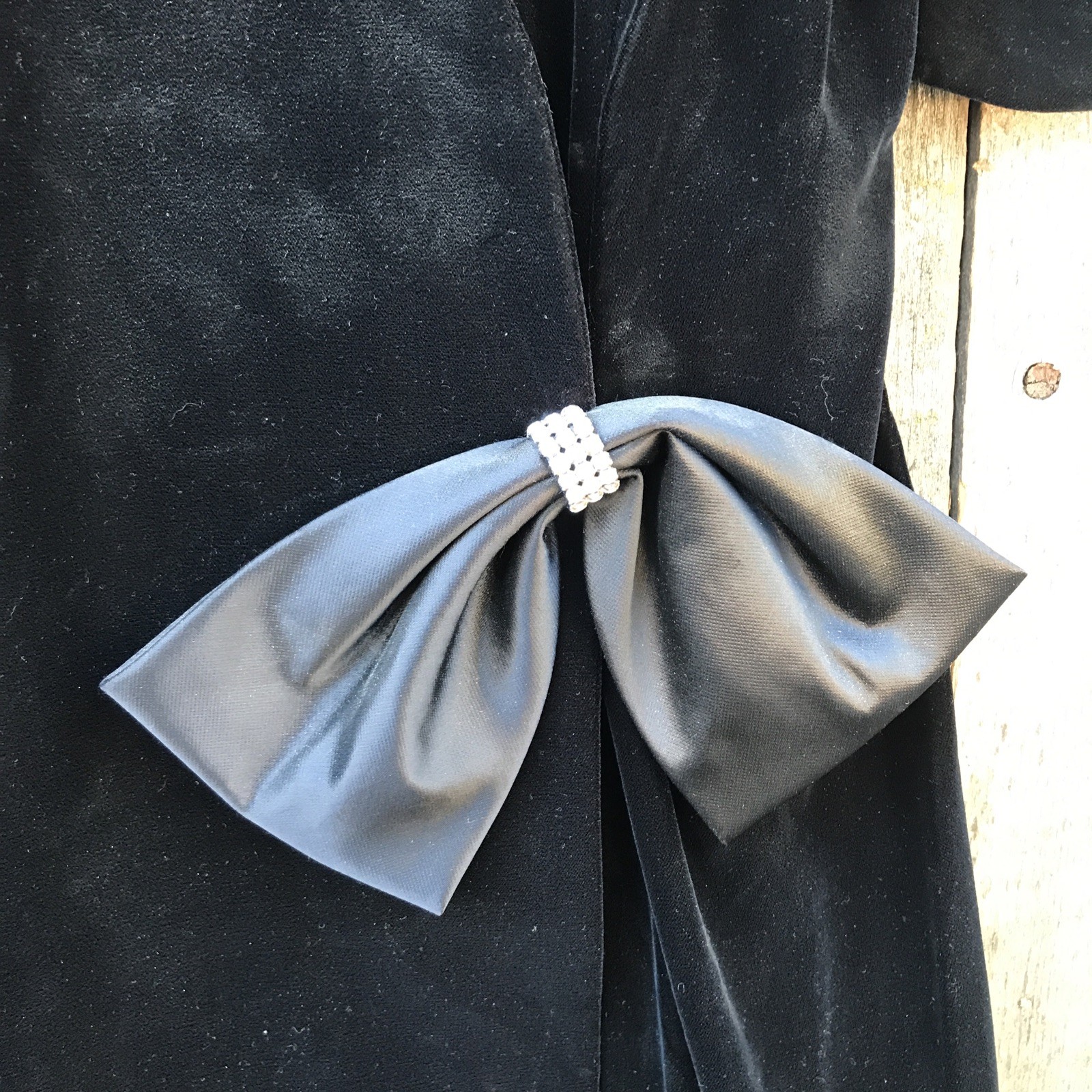 VTG 80s-90s Cachet by Bari Protas Black Velvet Puff Sleeve Bow Party Dress 7/8