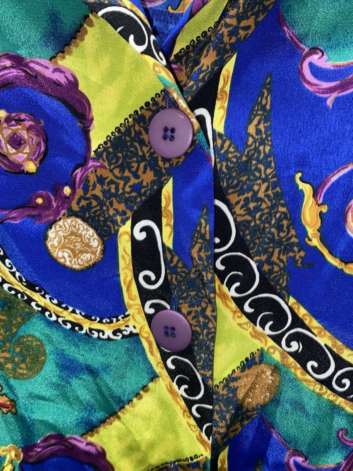 Vintage Late 1980’s Notations Vibrant Abstract Pattern Blouse Button Up Size Med