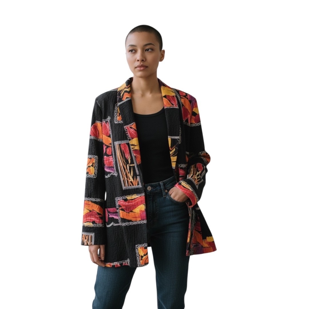 Vintage 80s Brownstone Studio Colorful Abstract WOMEN’S Blazer Size 14/16