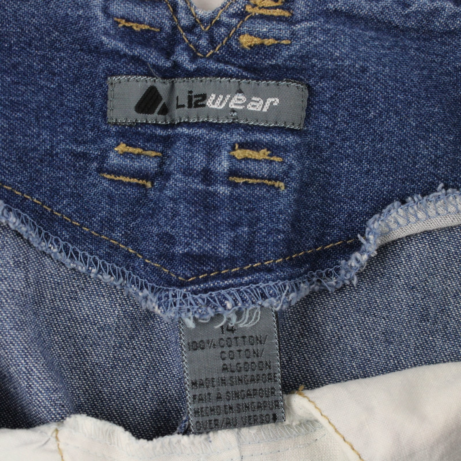 Vintage Lizwear Women’s Size 14 Medium Wash Blue Denim Maxi Skirt 100% Cotton
