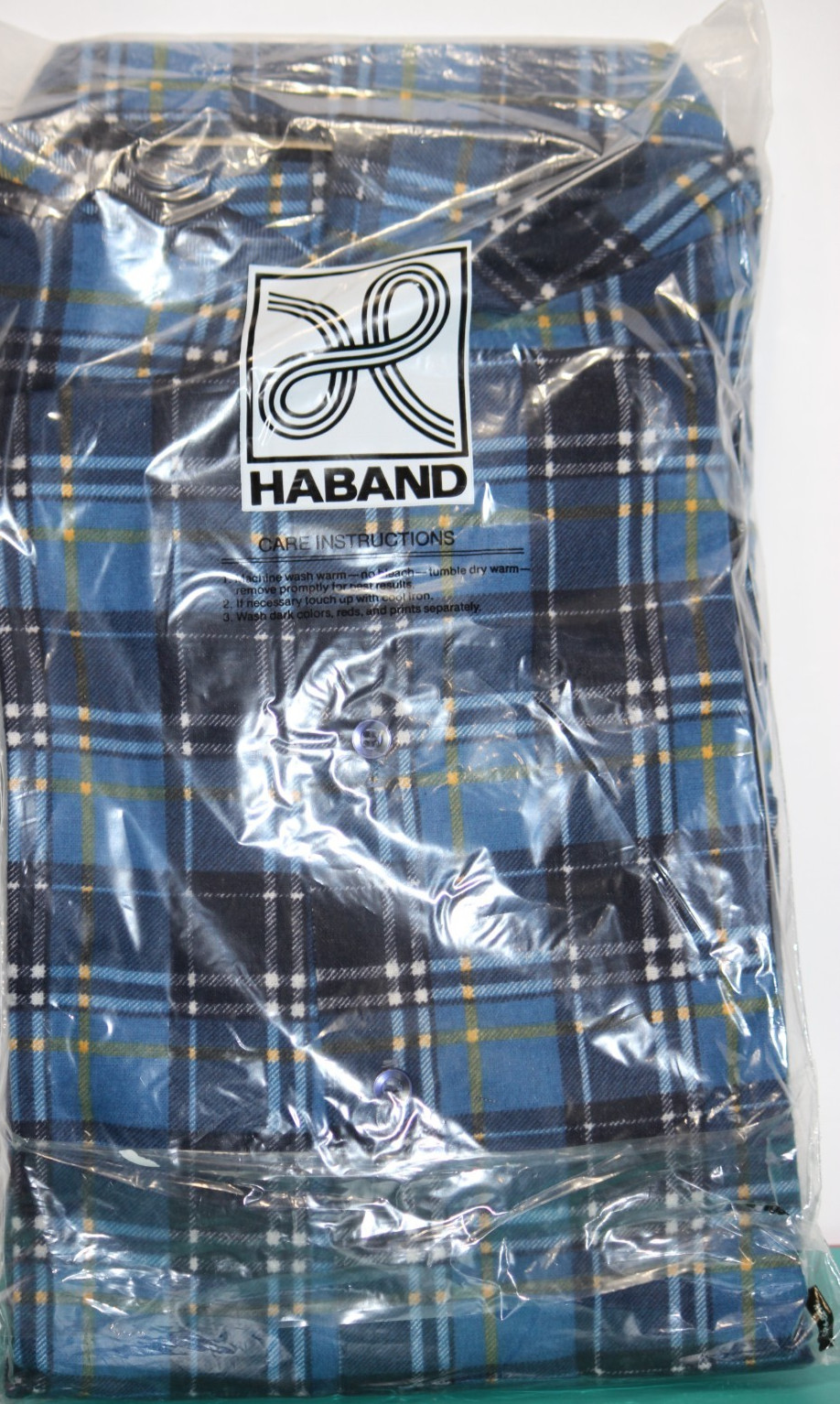 NIP Vintage 70’s 80’s Haband For Her Blue / Yellow Plaid Shirt LARGE Jamaica