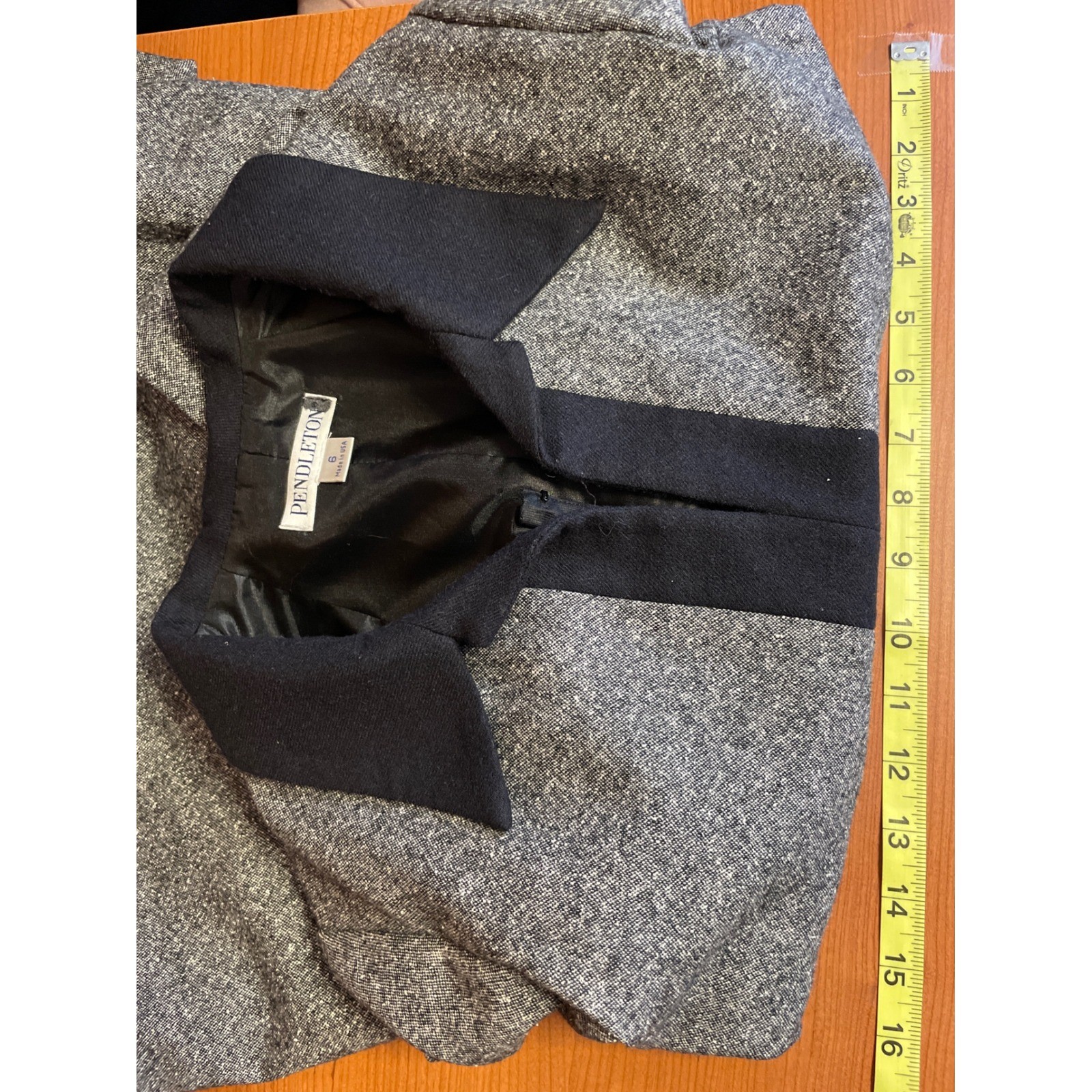 Pendleton Women Dress Vintage Tweed Belted Wool Sheath 6 Gray Black