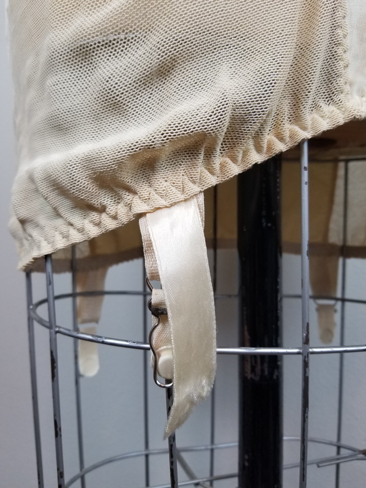 Vintage 1950 Corselette Shapewear Slip Garter Pin Up Ivory Lace & Mesh Size 34B