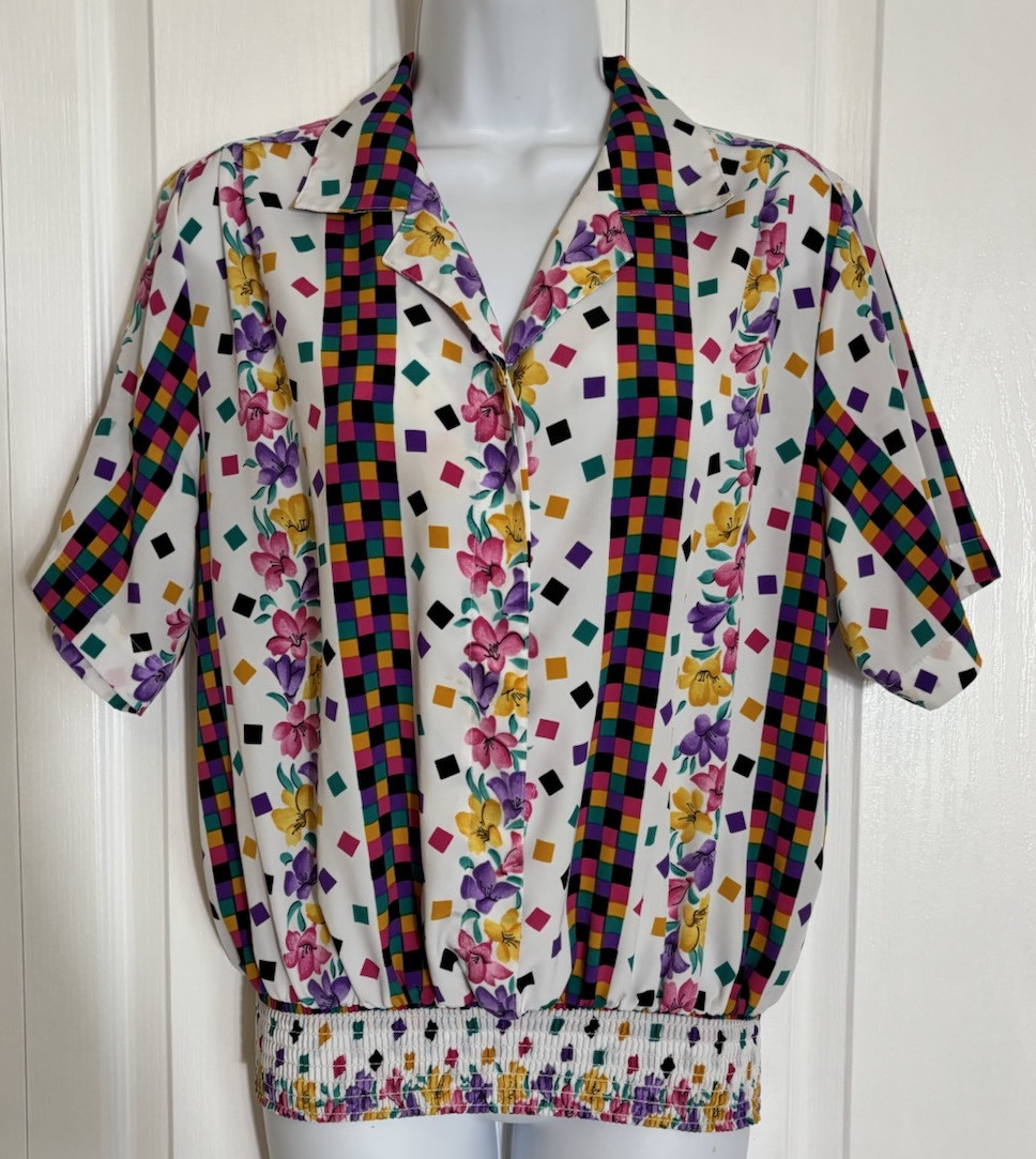 Vintage David Matthew Blouse Womens Floral Collared Grandma Mom Core Size 12