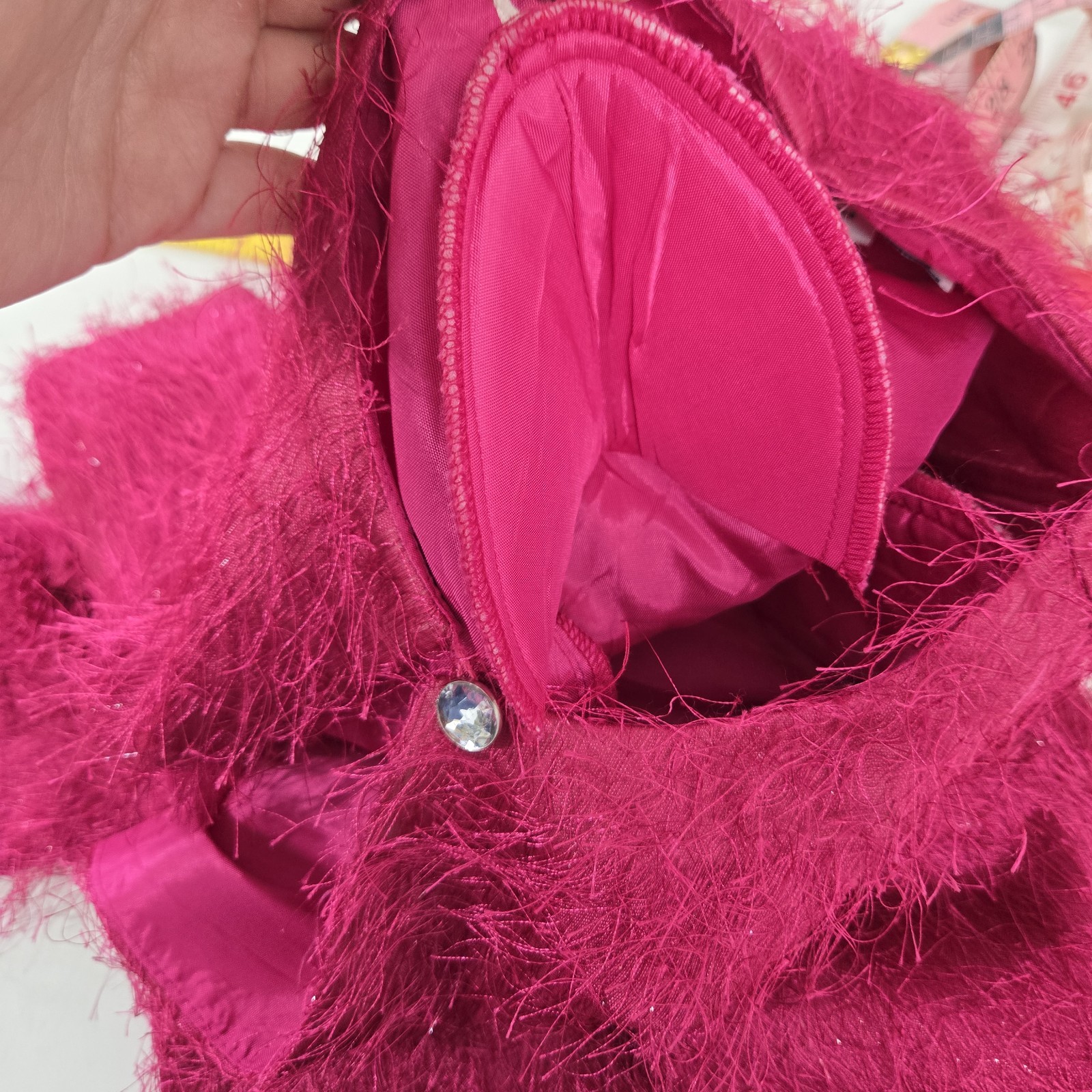 VTG Jessica Howard Fuchsia Pink Shaggy Faux Fur Crop Jacket Evening Coat S Shag