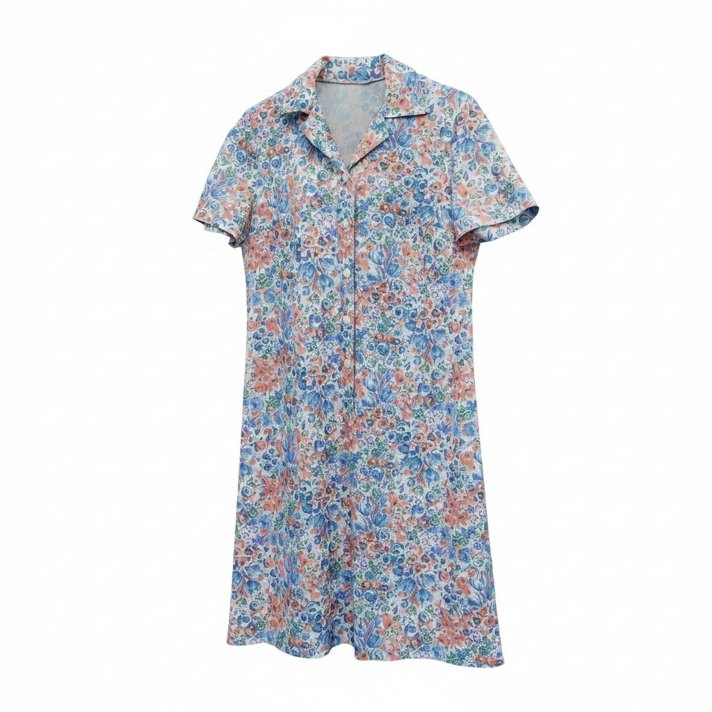 Vintage Dress 12 1980s Floral Straight Midi Casual Party Travel Everyday
