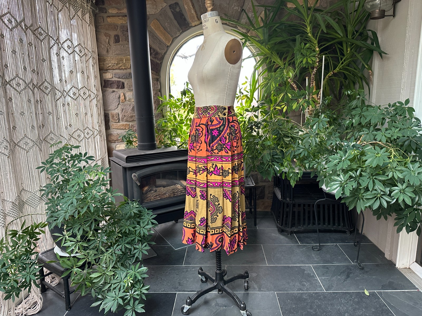 Vintage 1980s Colorful Full Rayon Skirt Incognito