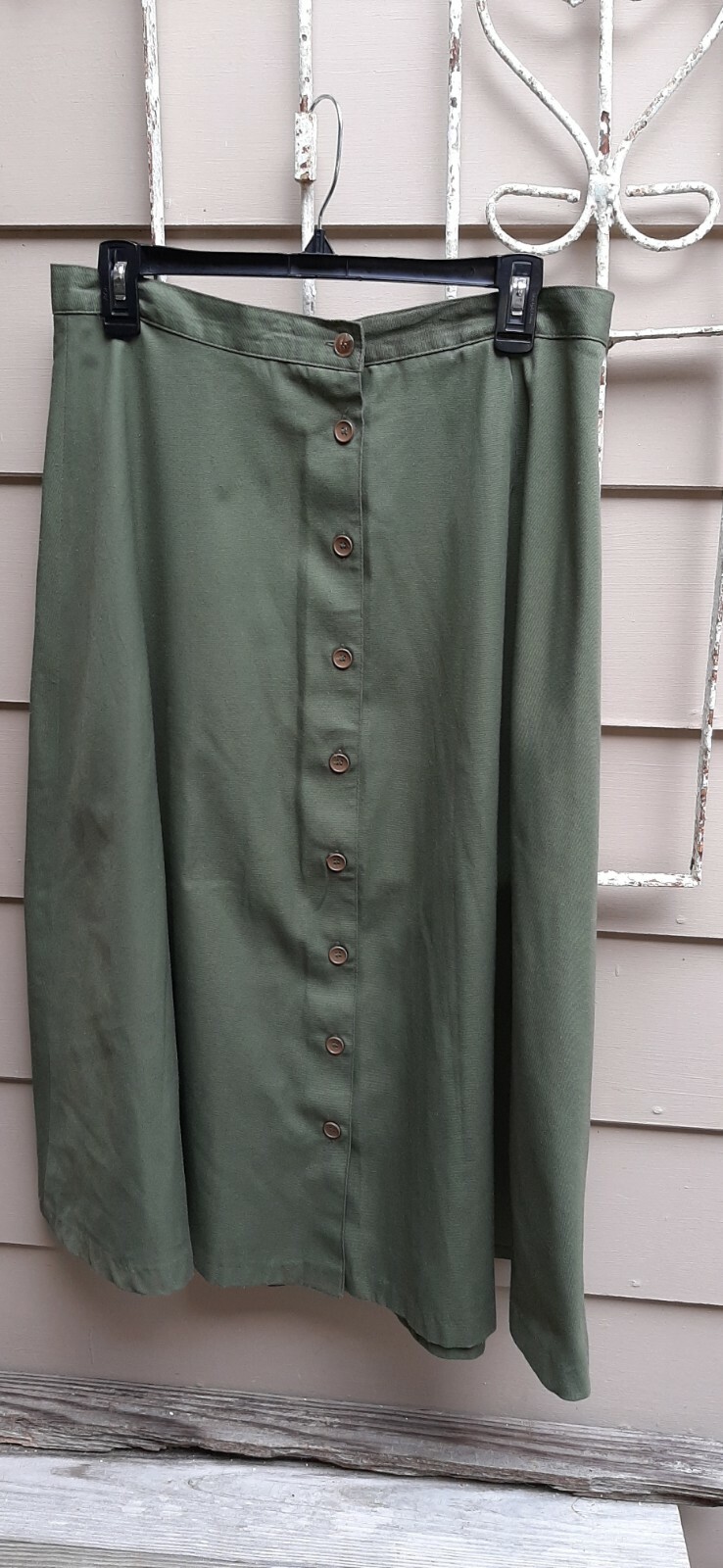 Vintage 70’s Women’s Skirt Button Front Circular Olive color size18 by Messages