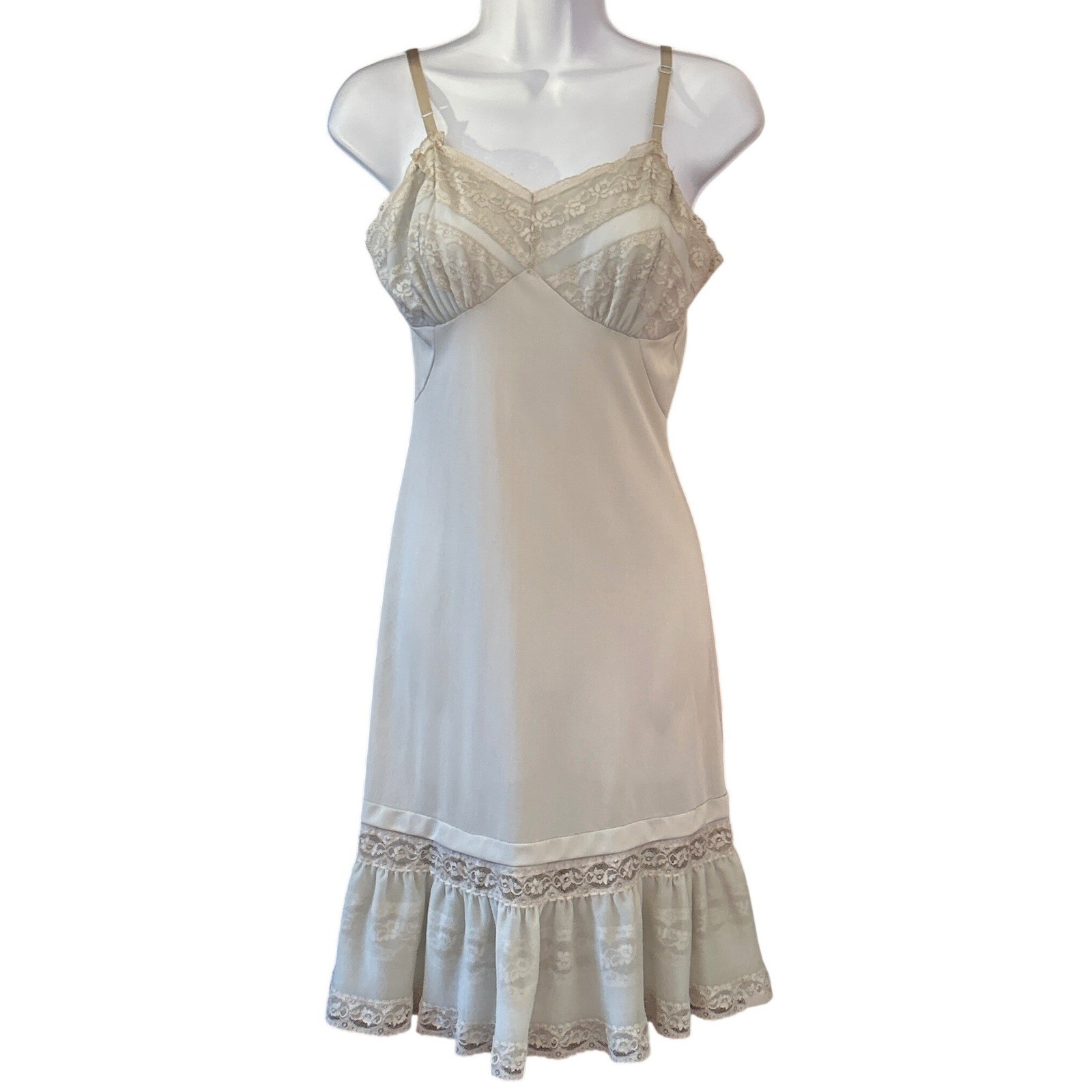 1950s Luxite by Kayser Full Slip Lace Trim Ruffle Hem Coquette Pinup Retro