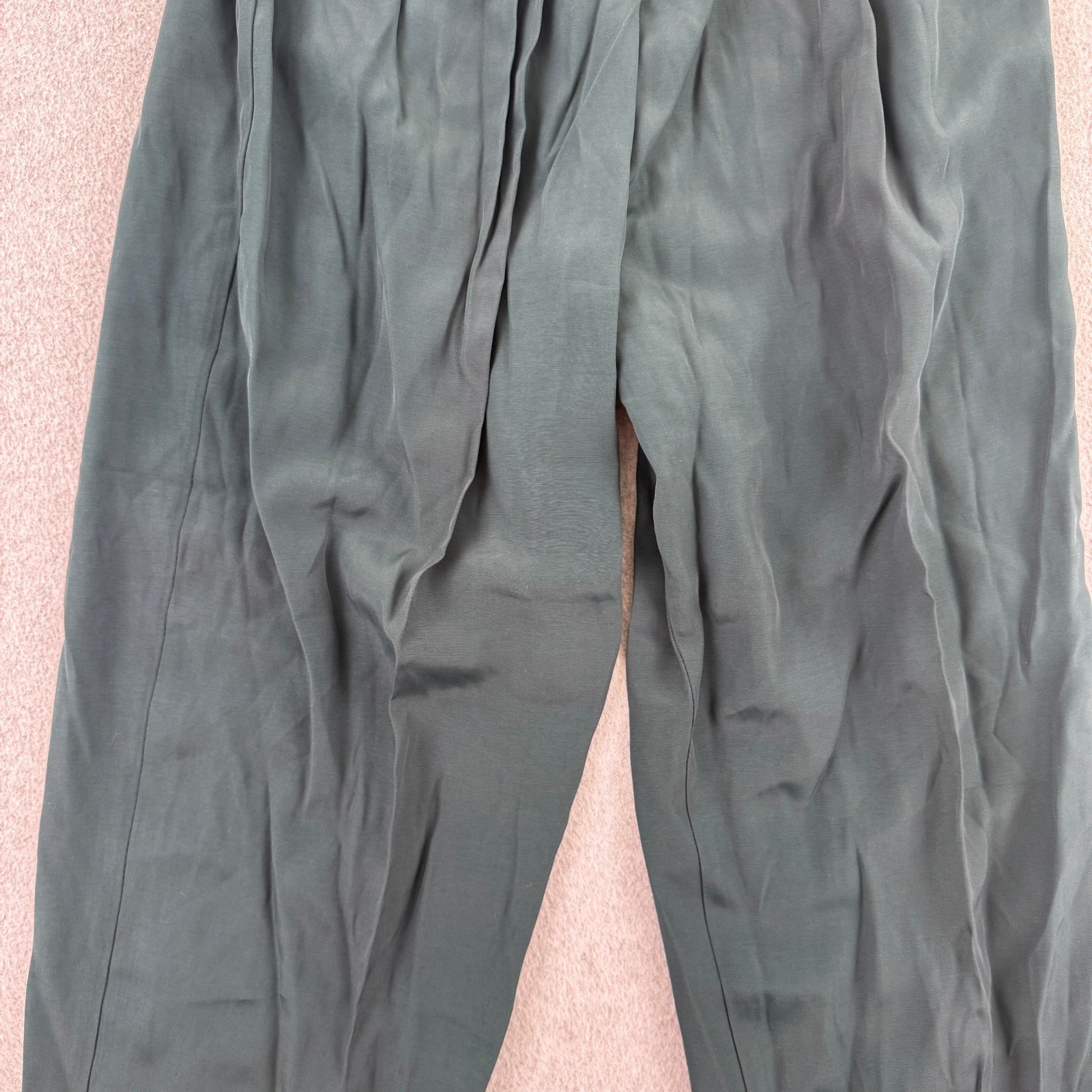 Vintage 90s Reina Industries Pant Set Womens 16P Green Floral Blouse 2 Piece