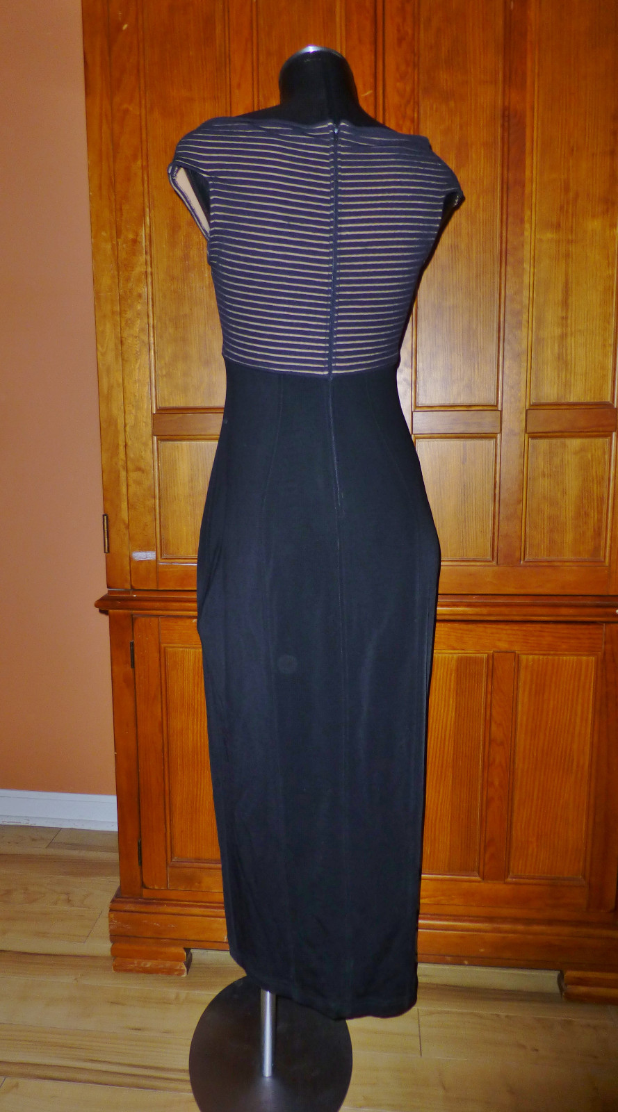 TADASHI Vtg 80s Black Bandage Bodycon Slit Evening Party Maxi DRESS Gown sz M