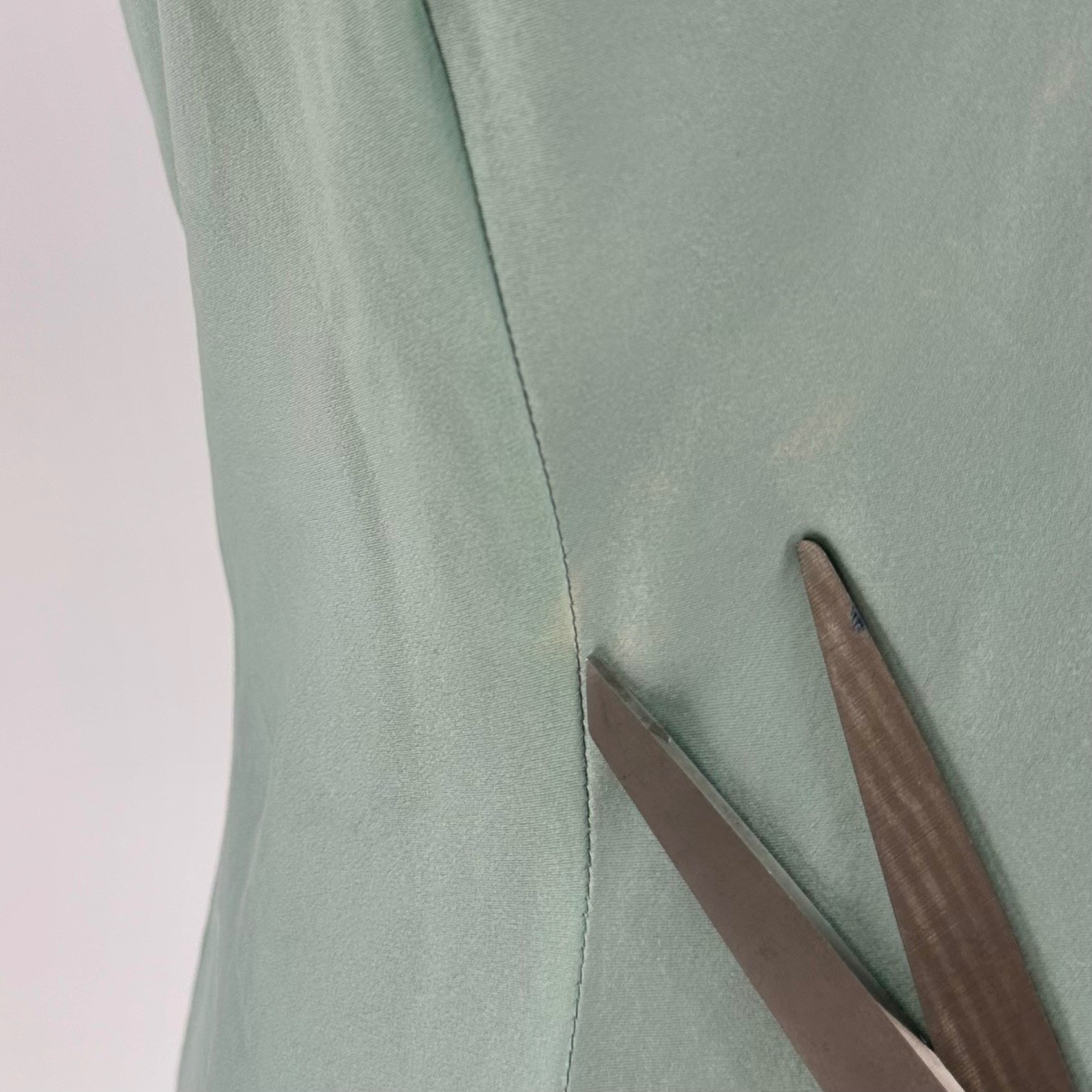 VTG Victoria’s Secret 100% Silk Aqua Blue Cami Slip Ruffle Mini Dress M Y2K 02