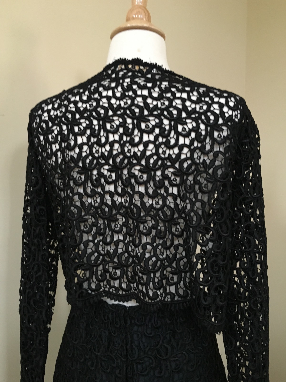 Vintage Chase Holland Two Piece Dress Bolero Black Lace Skirt Size Small
