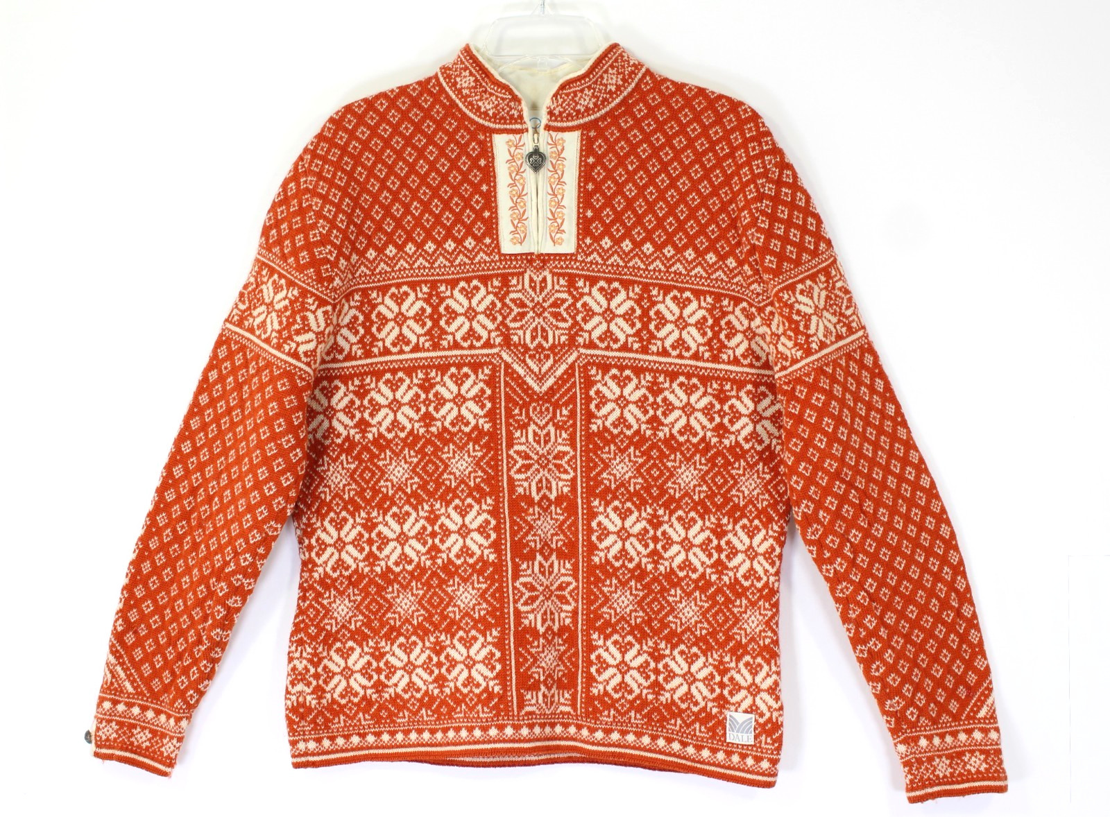 Vtg Dale of Norway Peace Sweater Womens XL 2006 Torino Olympics Wool Orange IOC