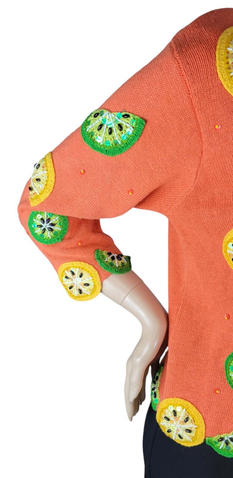Vtg Design Options By Philip & Jane Gordon Orange Lemon & Lime Cardigan Sweater