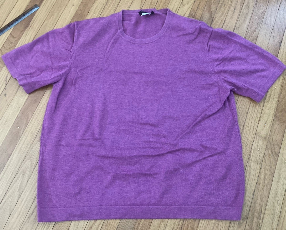 Vintage Henri Bendel New York 100% Cotton purple scoop Neck Knit Top Made italy