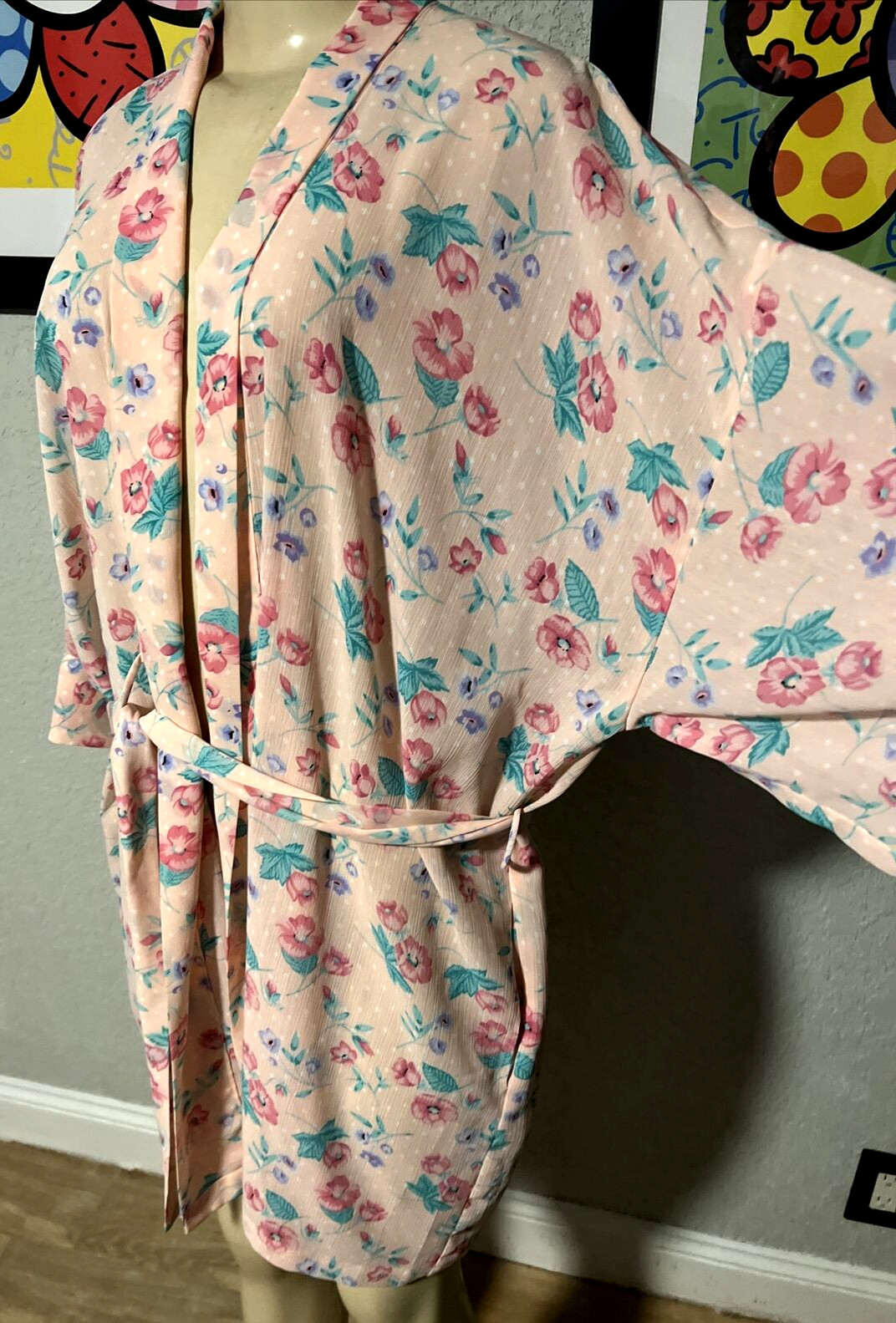 VTG Victoria’s Secret Gold Label Kimono Robe Floral MultiColor One Size br2