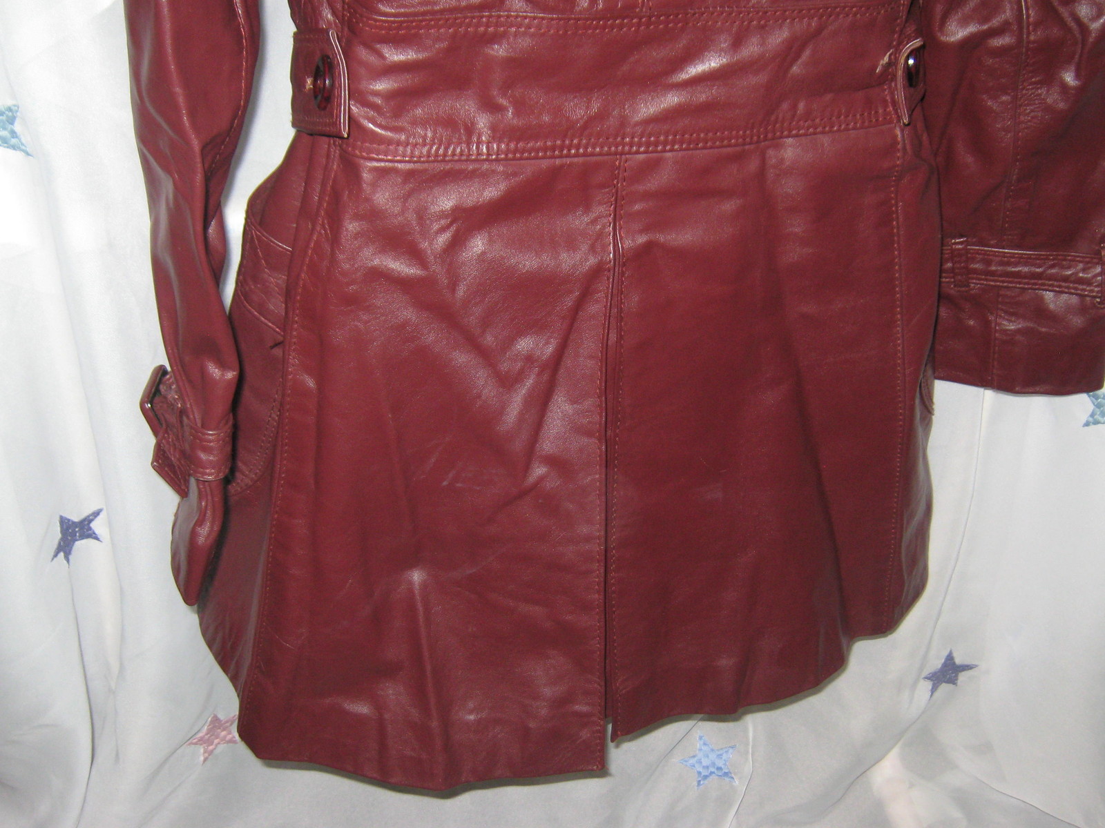 Stylish Vintage TFC Burgundy Leather Coat/Jacket Size 10 #CL15