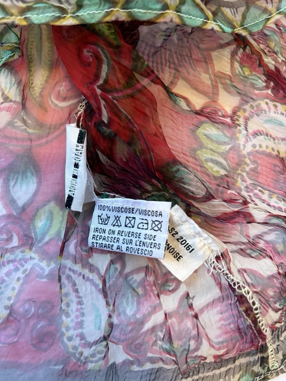 Y2K René Derhy Paris Beaded Sheer Mesh Floral Blouse Pink Fairycore Whimsigoth