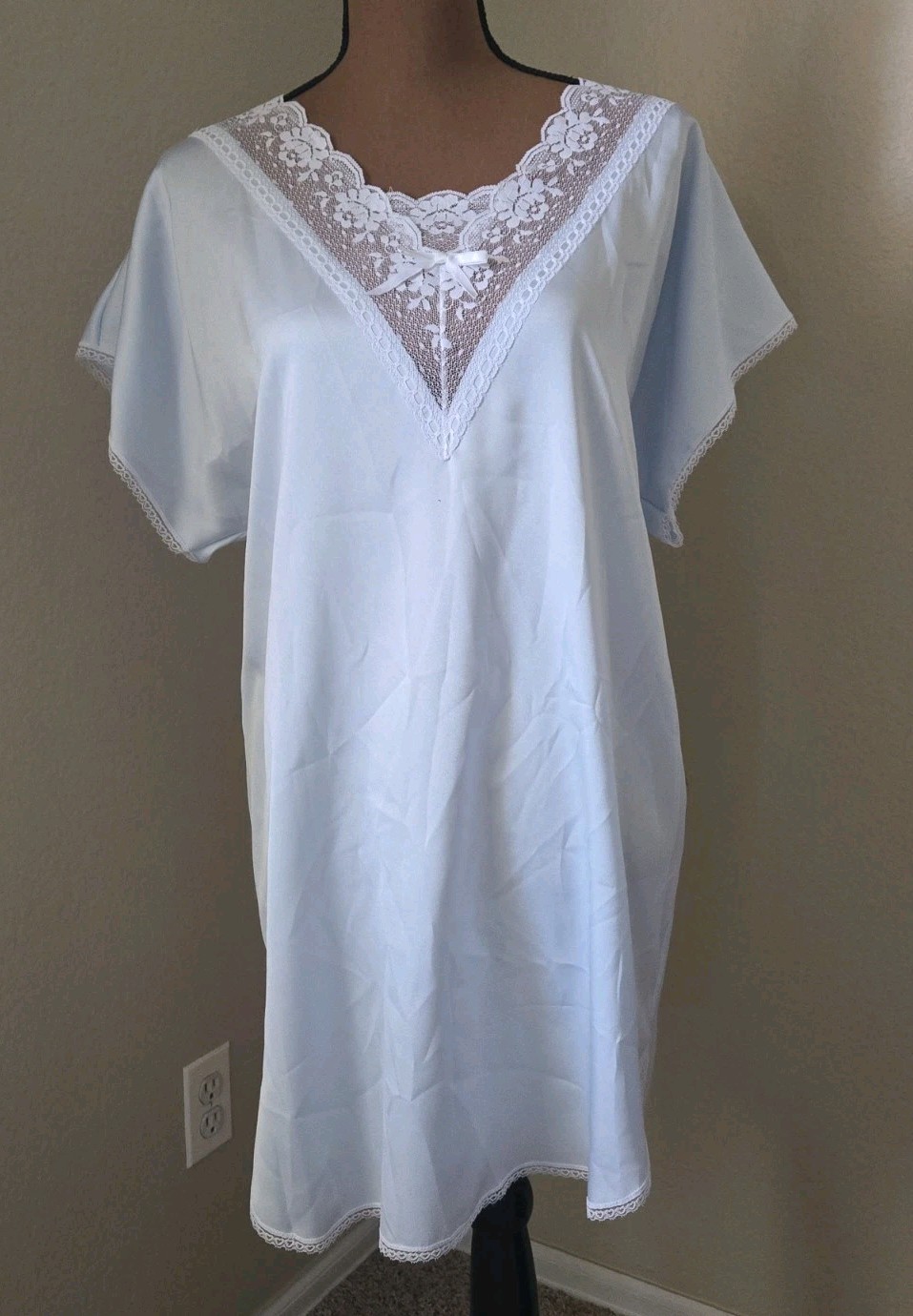 Vintage Sears Nylon Lace Midi Nightgown Robe Set Cottage M 12/14 Feminine