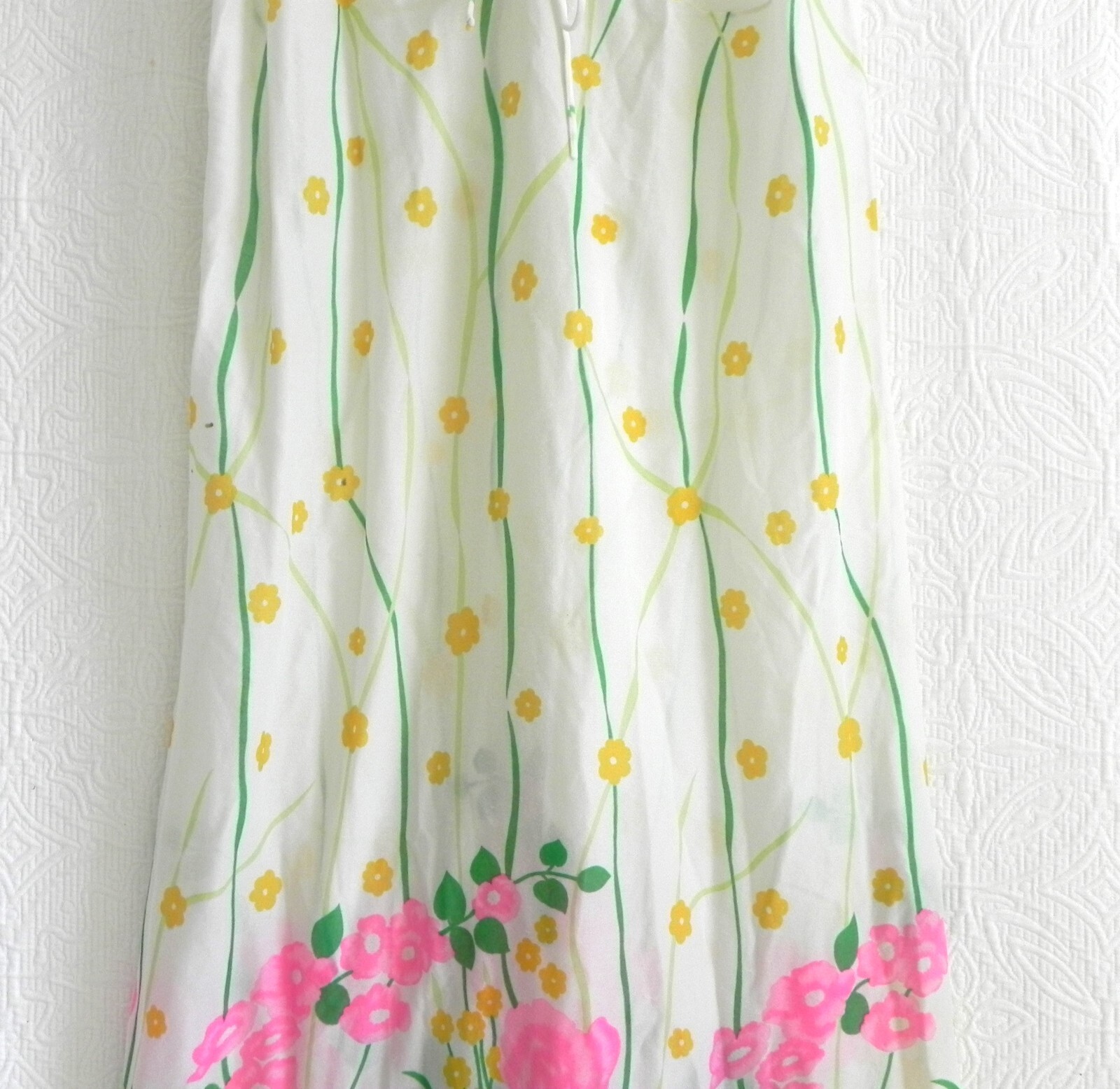 Vtg Lorraine Nightgown Maxi Sleeveless Floral Nylon Deep V-Neck Size M
