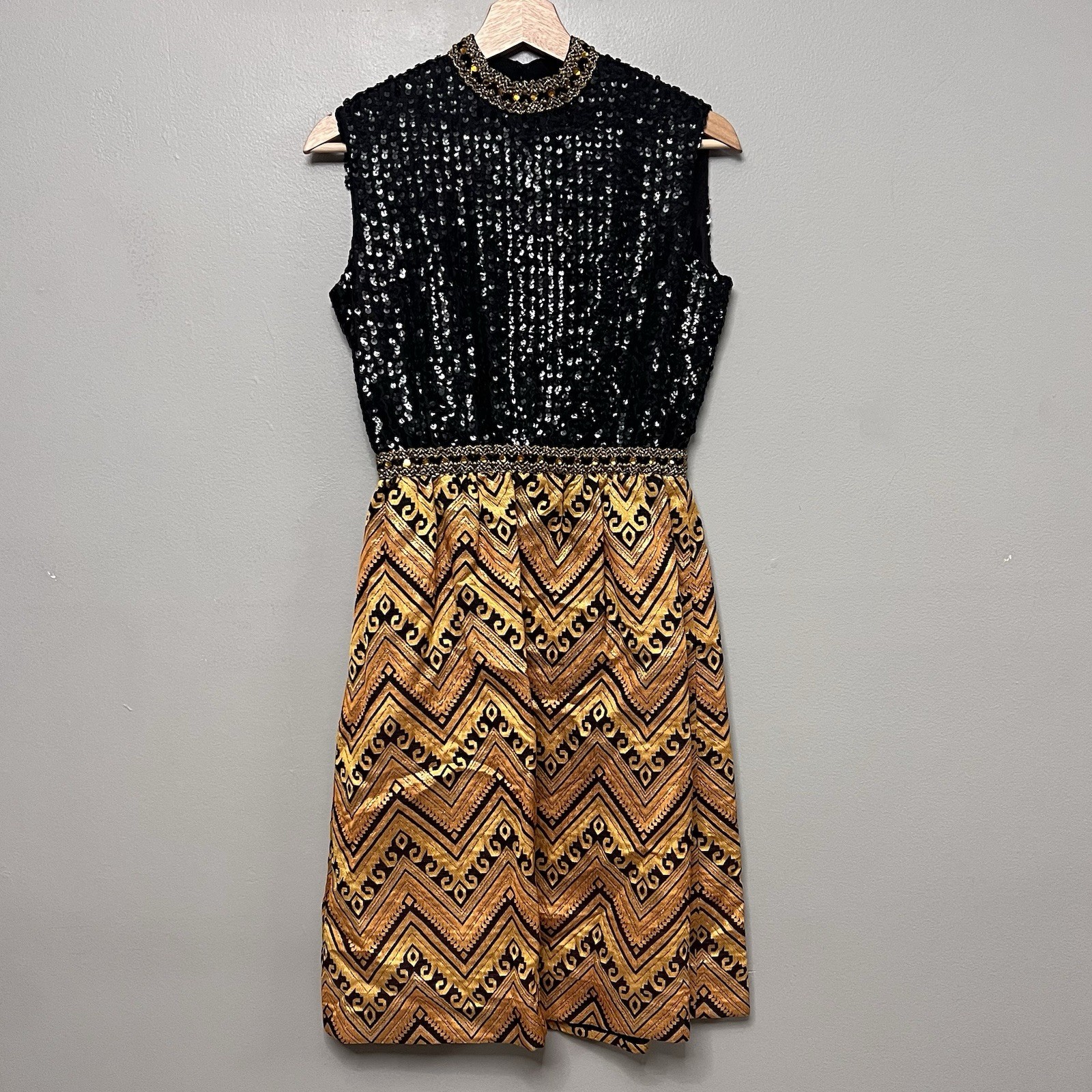 Vintage 1940/50s Sequin Glass Stone Oscar De La Renta? Cocktail Dress Size 8