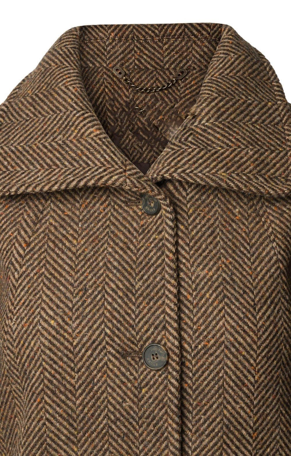 Ladies Brown Coat Herringbone Jacket Single Breasted Tweed Long Winter Business
