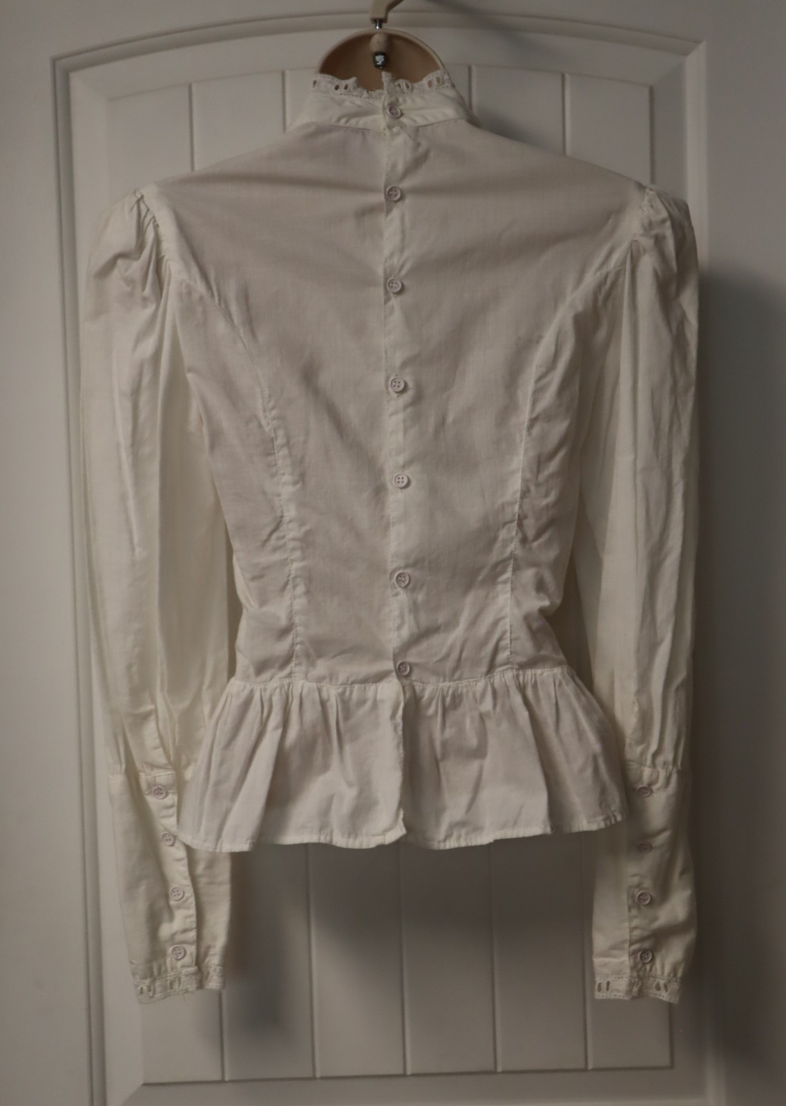 Vintage 1980s 90s Michel New York Paris Edwardian Victorian white blouse S