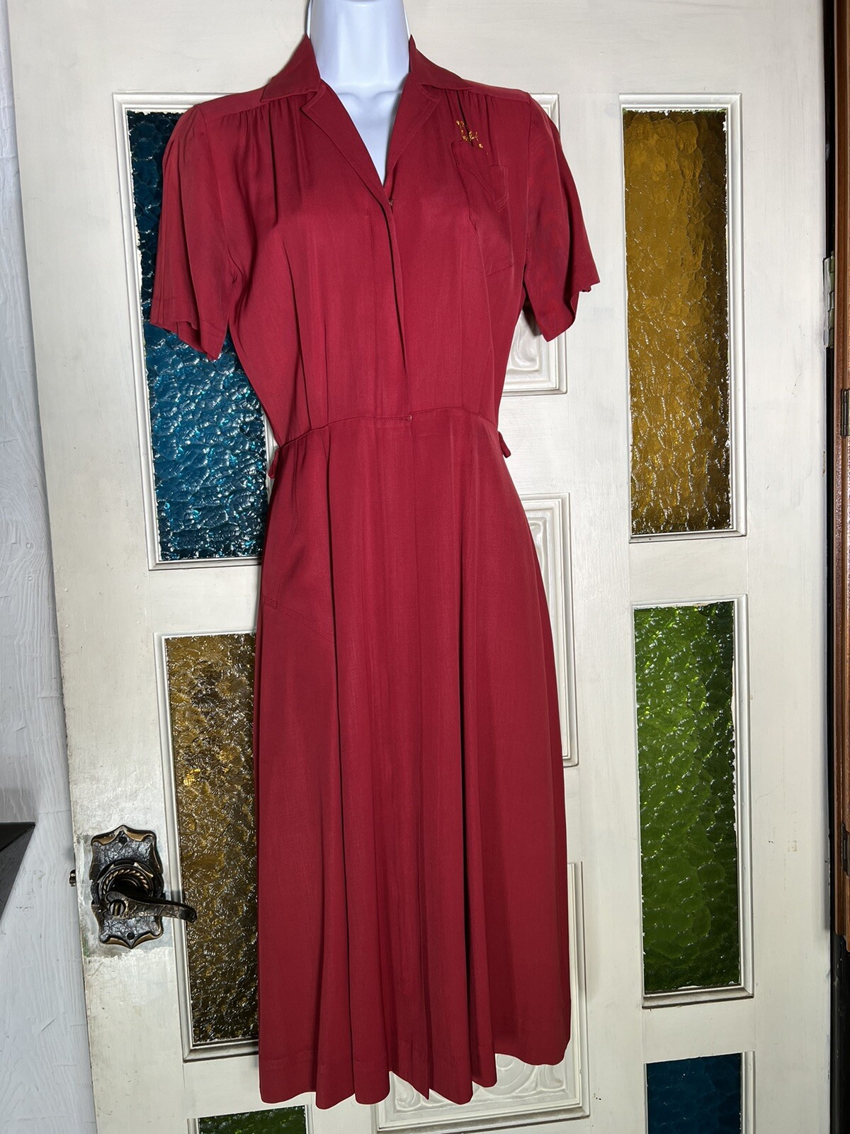 Vintage 40s Shell gasoline Bowling Dress Chainstitch Hot Rod Gabardine RARE Car