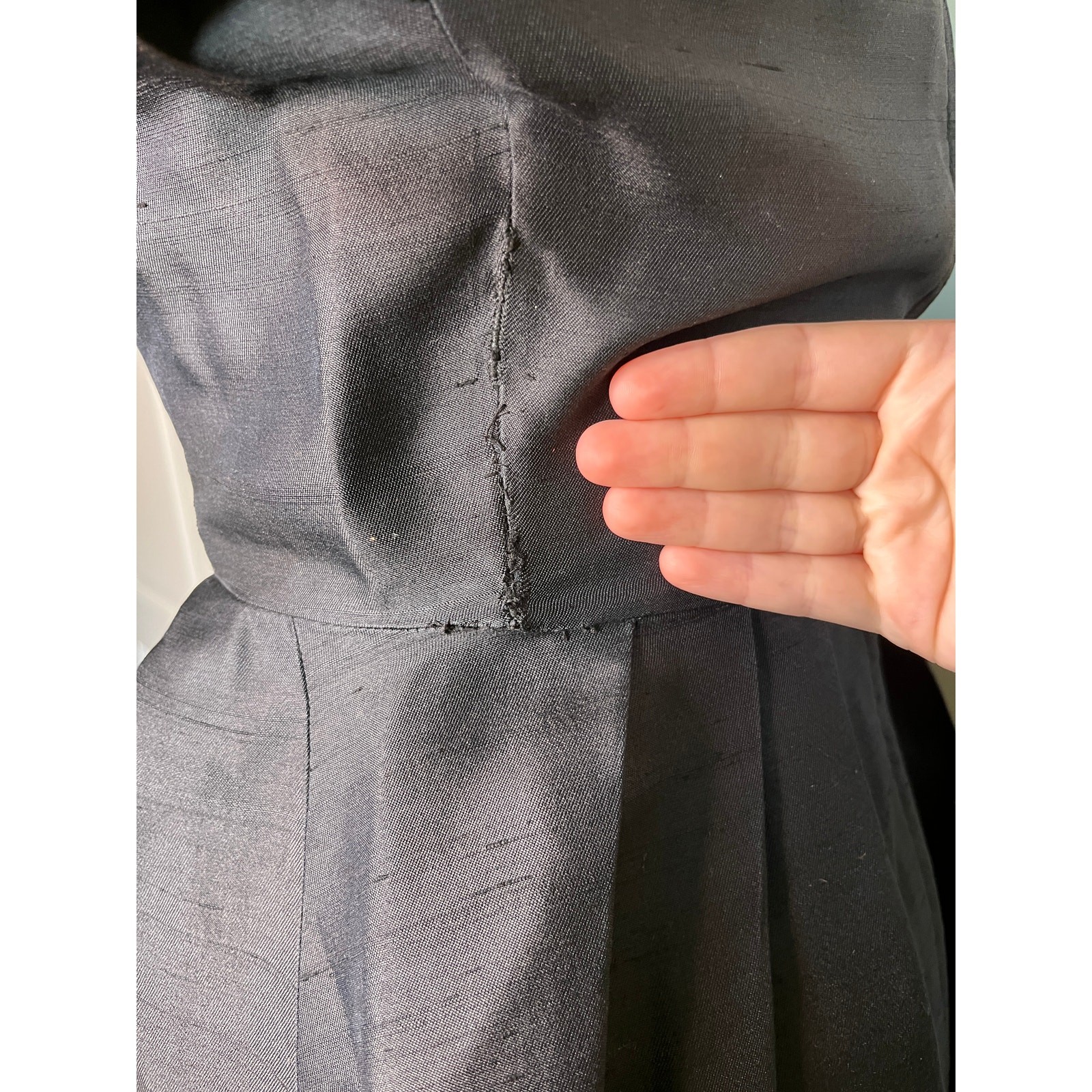 1950s Rare Christian Dior Black Silk Couture Bows New Look Old Money Tea Dress M