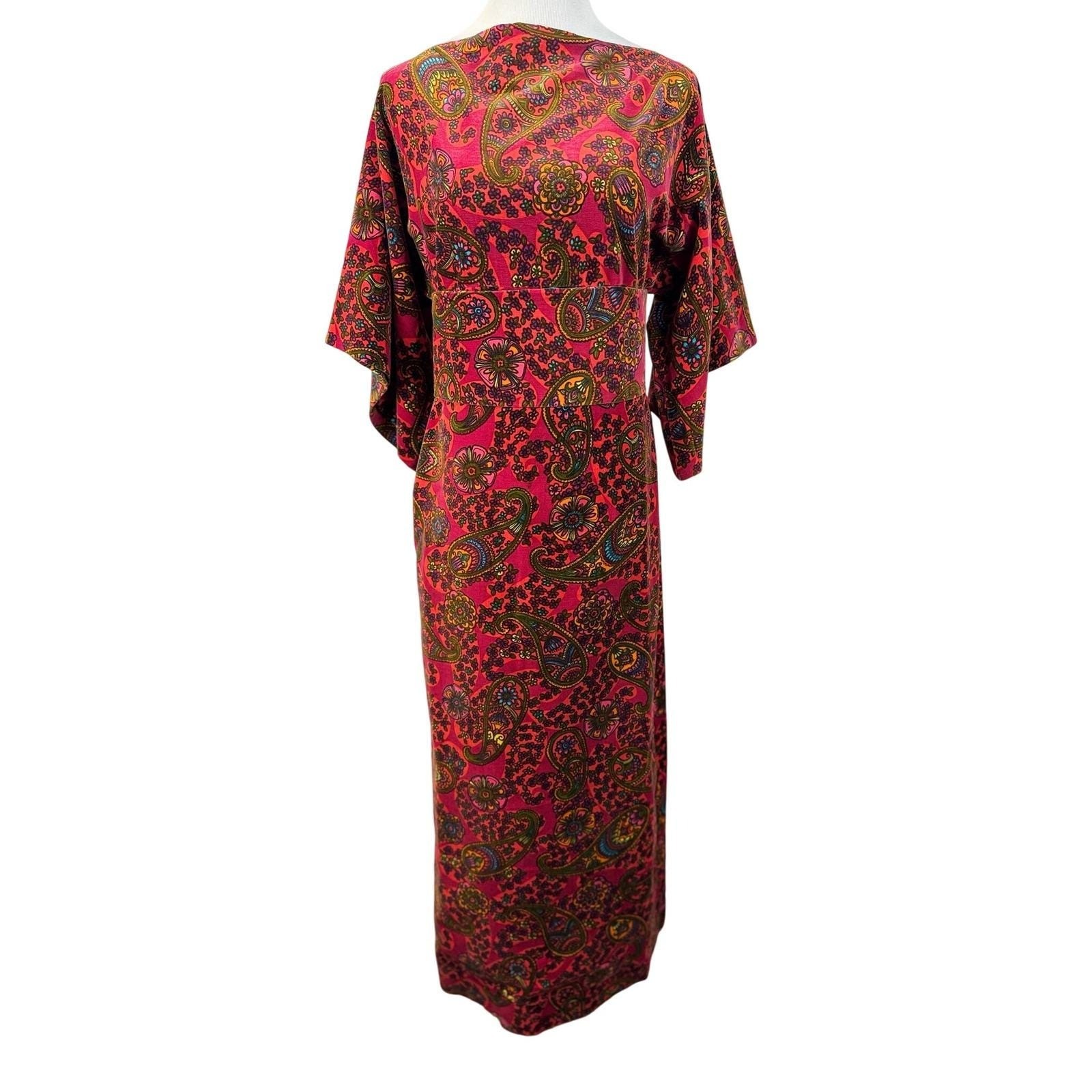 intage 70s Velvet Paisley Boho Maxi Dress Handmade Medium Retro Hippie Festival