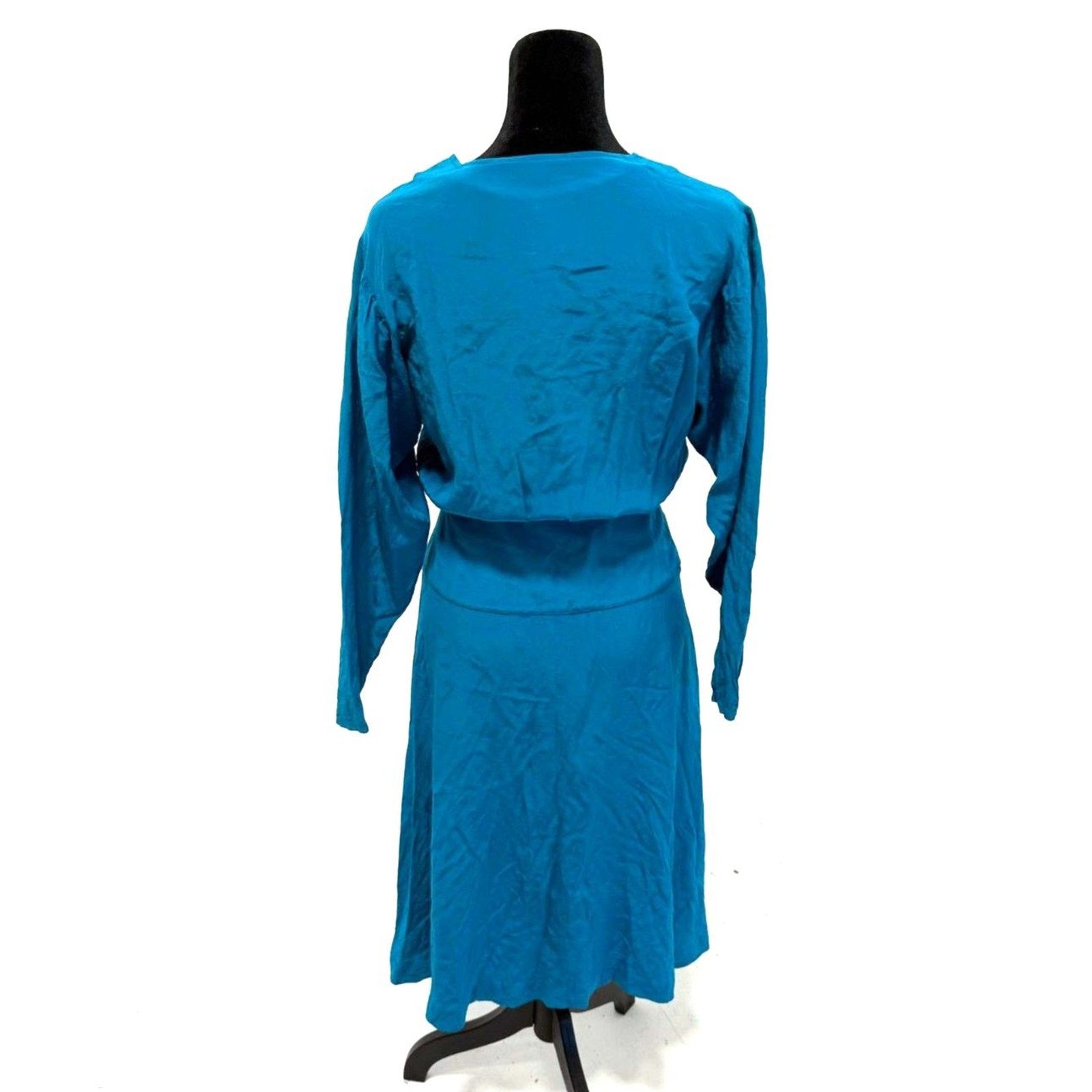 Cybèle teal silk wrap like midi dress