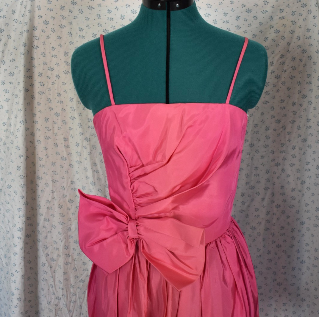 JCPenny Vintage Juniors 9 Hot Pink Long Prom Party Dress Taffeta Floor Length