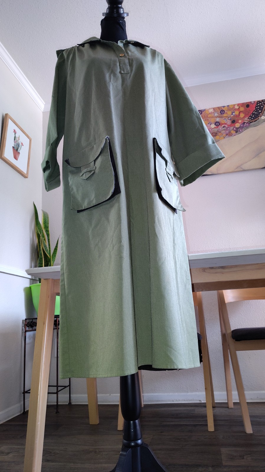 Vintage 1940’s Dana’s Green Military Utility Midi Dress Super Rare