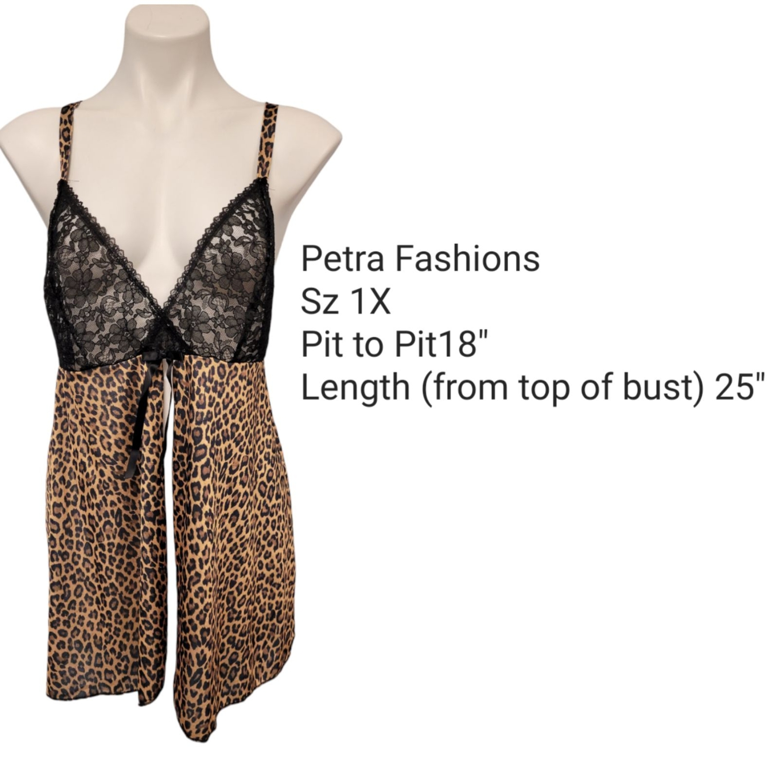 Vintage Petra Fashions Animal Print Teddy Sz 1X Lace Cheetah Leopard