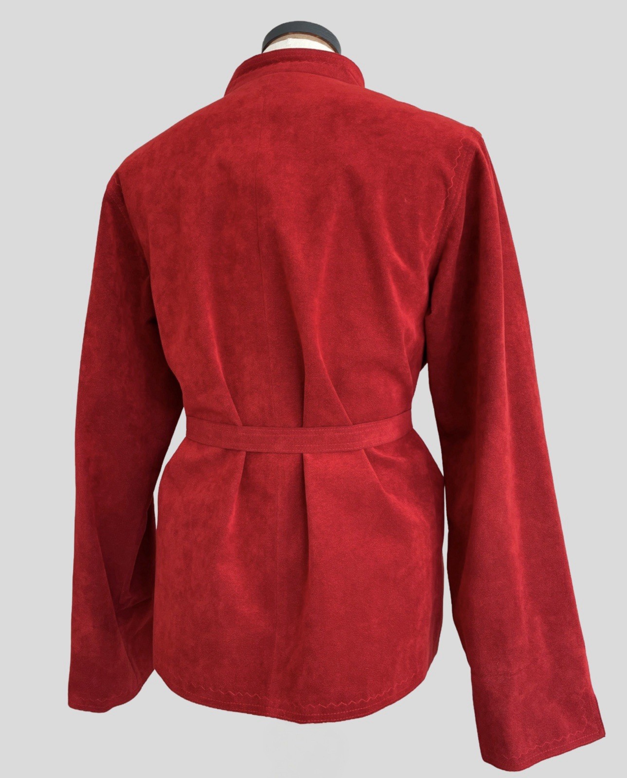 VTG Ultra Suede Brick Red Tie Waist Jacket 60s/70’s Women’s L Easy Casual Retro