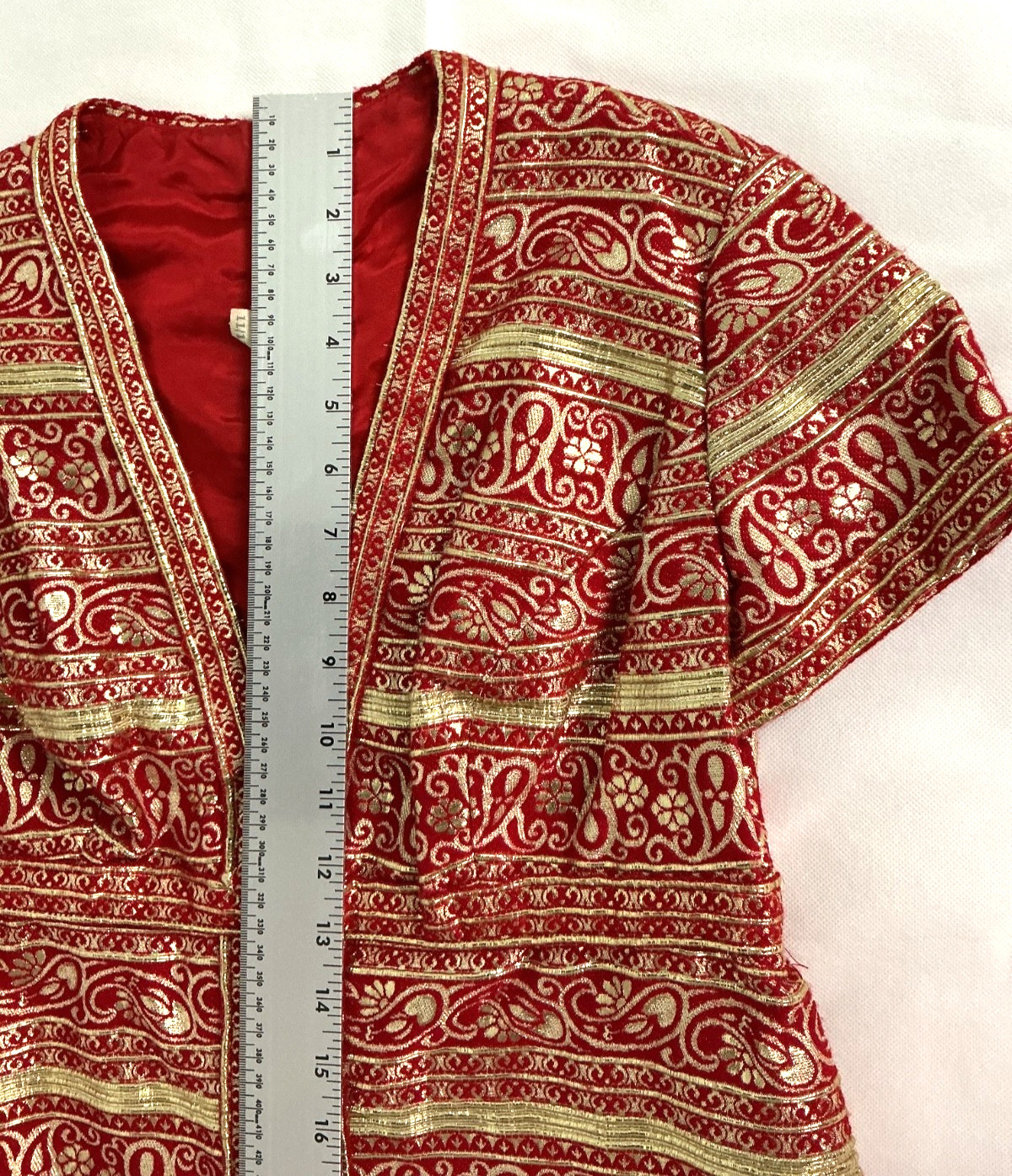Vintage 60’s Metallic Gold Red Lurex Brocade Hostess Evening Gown