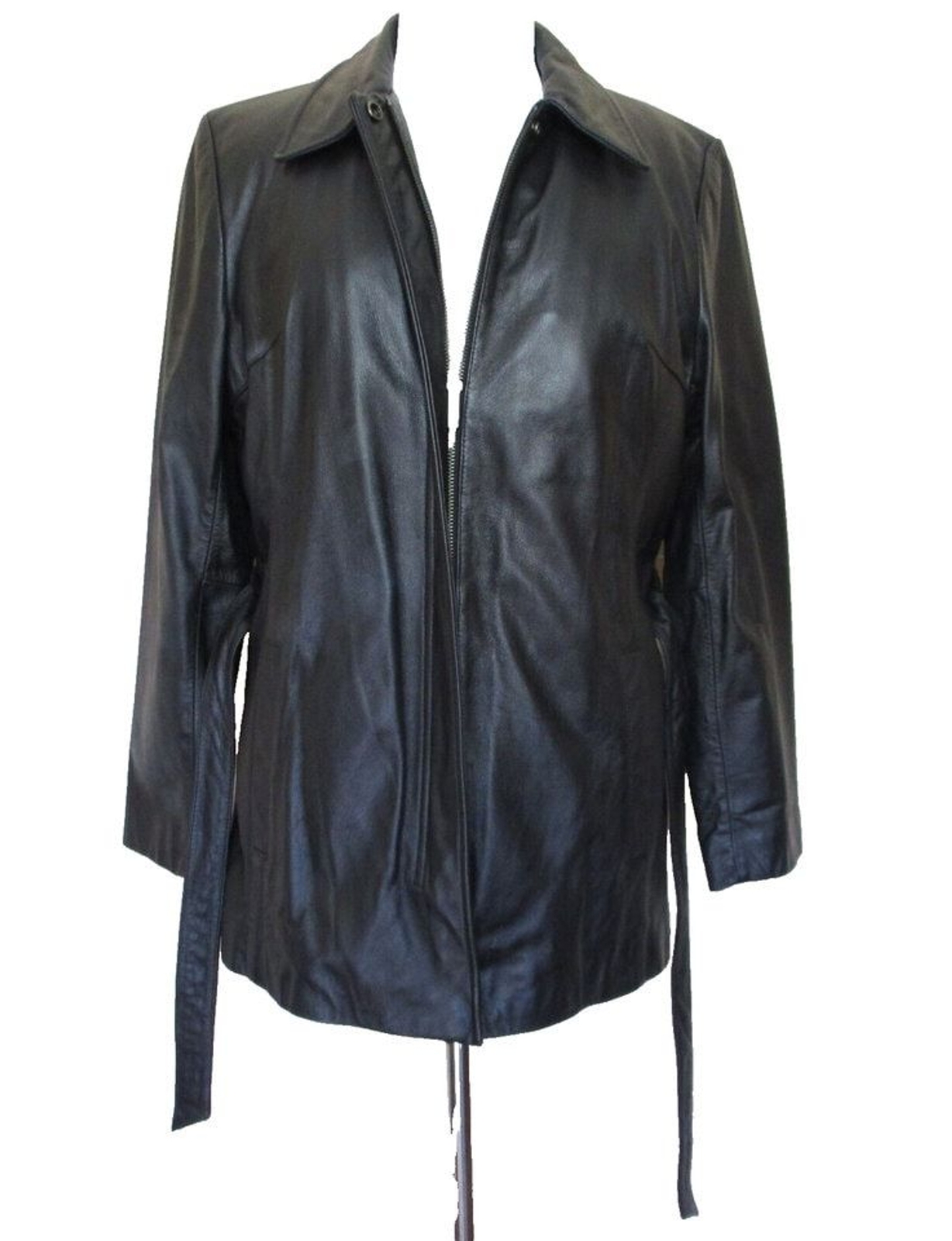 Vtg 90s Wilsons Leather Short Trench Coat M Women Blk Removable Thinsulate Liner