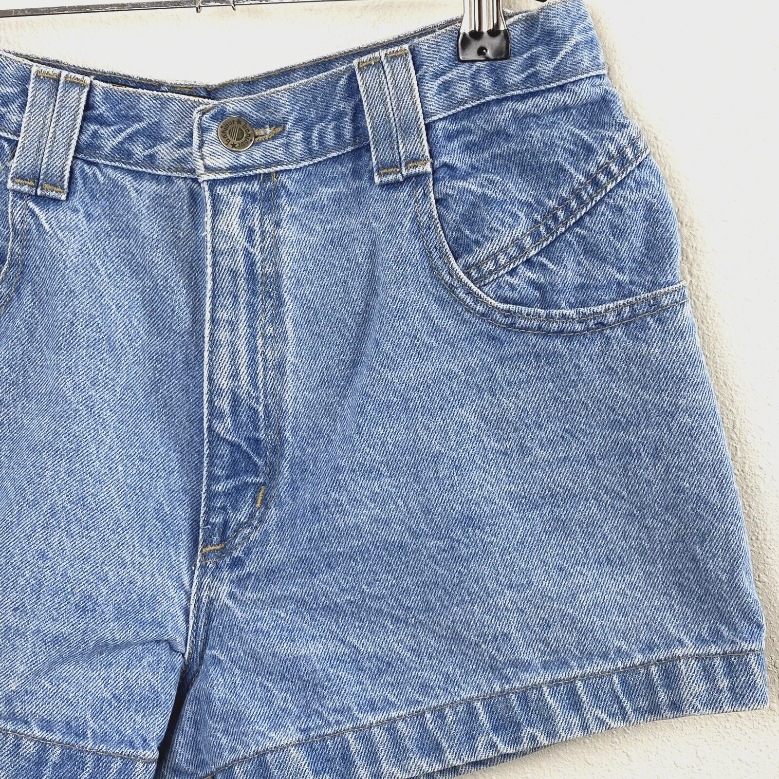 Vintage Bonjour Womens Denim Mom Jean Shorts Juniors 13 Distressed Blue Hi Rise