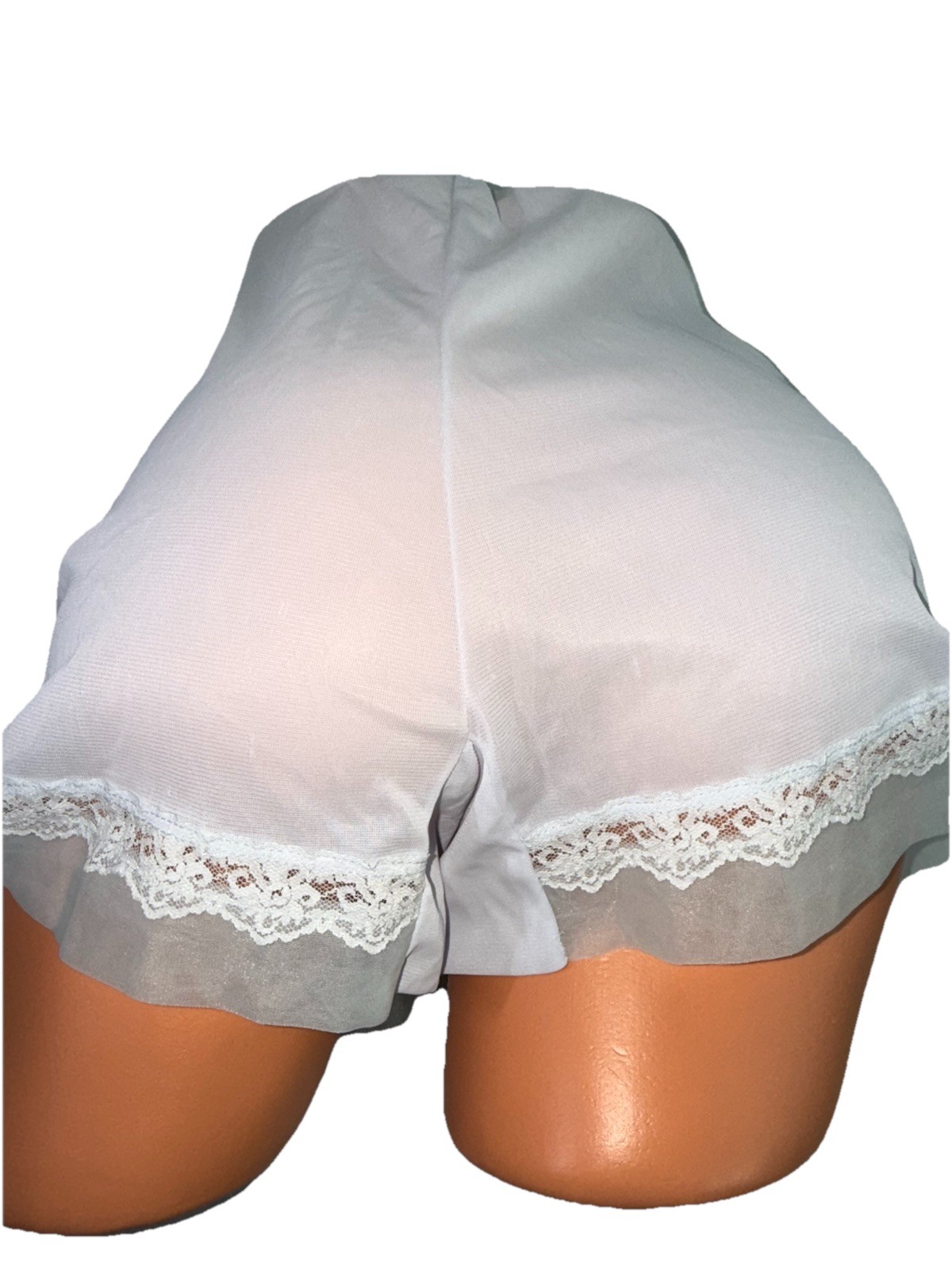 Vtg 60s Tap Slip Pants Bloomer Blue Nylon Chiffon Lace Wide Gusset Hi Cut 7 M L