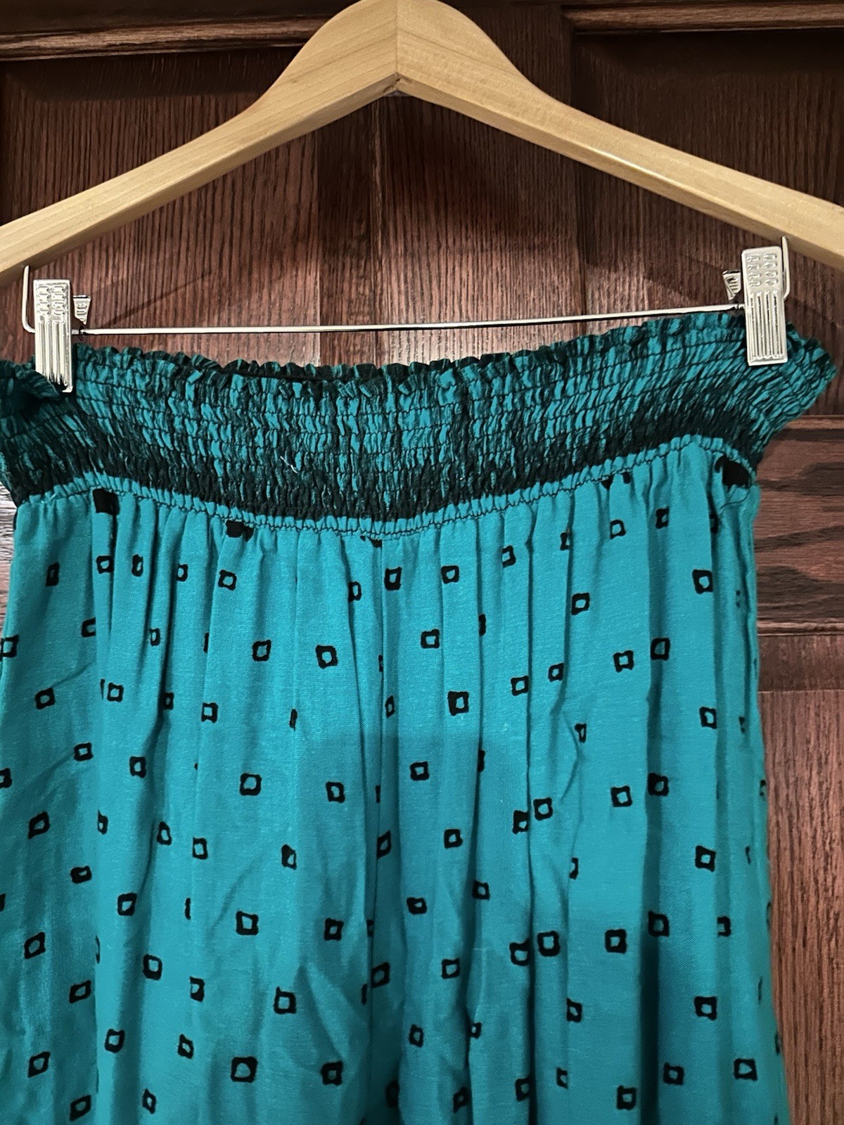 Vintage Choon California Pantsuit Sz 10 Teal Rayon Abstract Boho Set USA 80s 90s