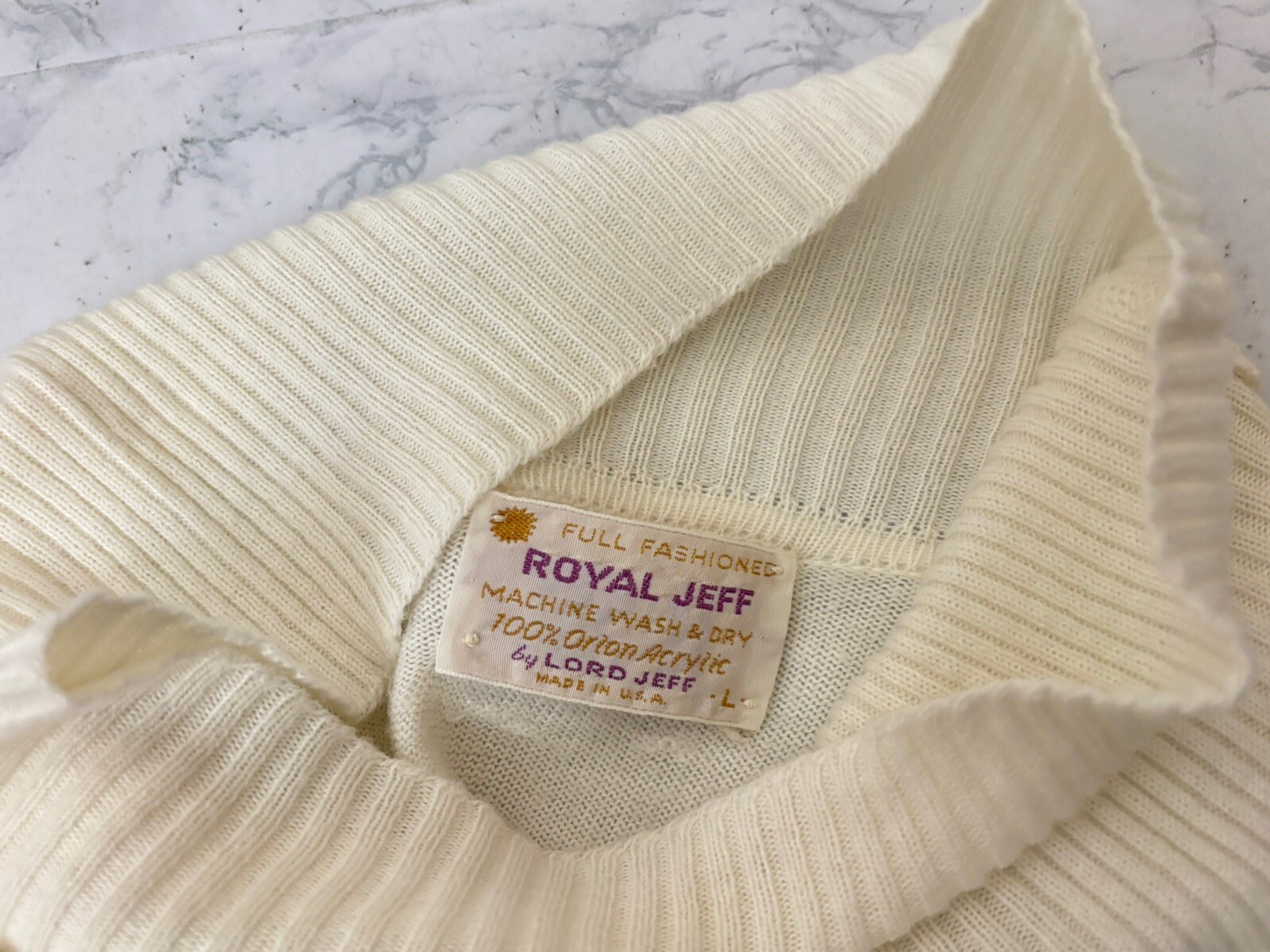 VTG Royal Jeff Long Sleeve Cowl Neck Sweater Top Women’s L Ivory Knit Acrylic F