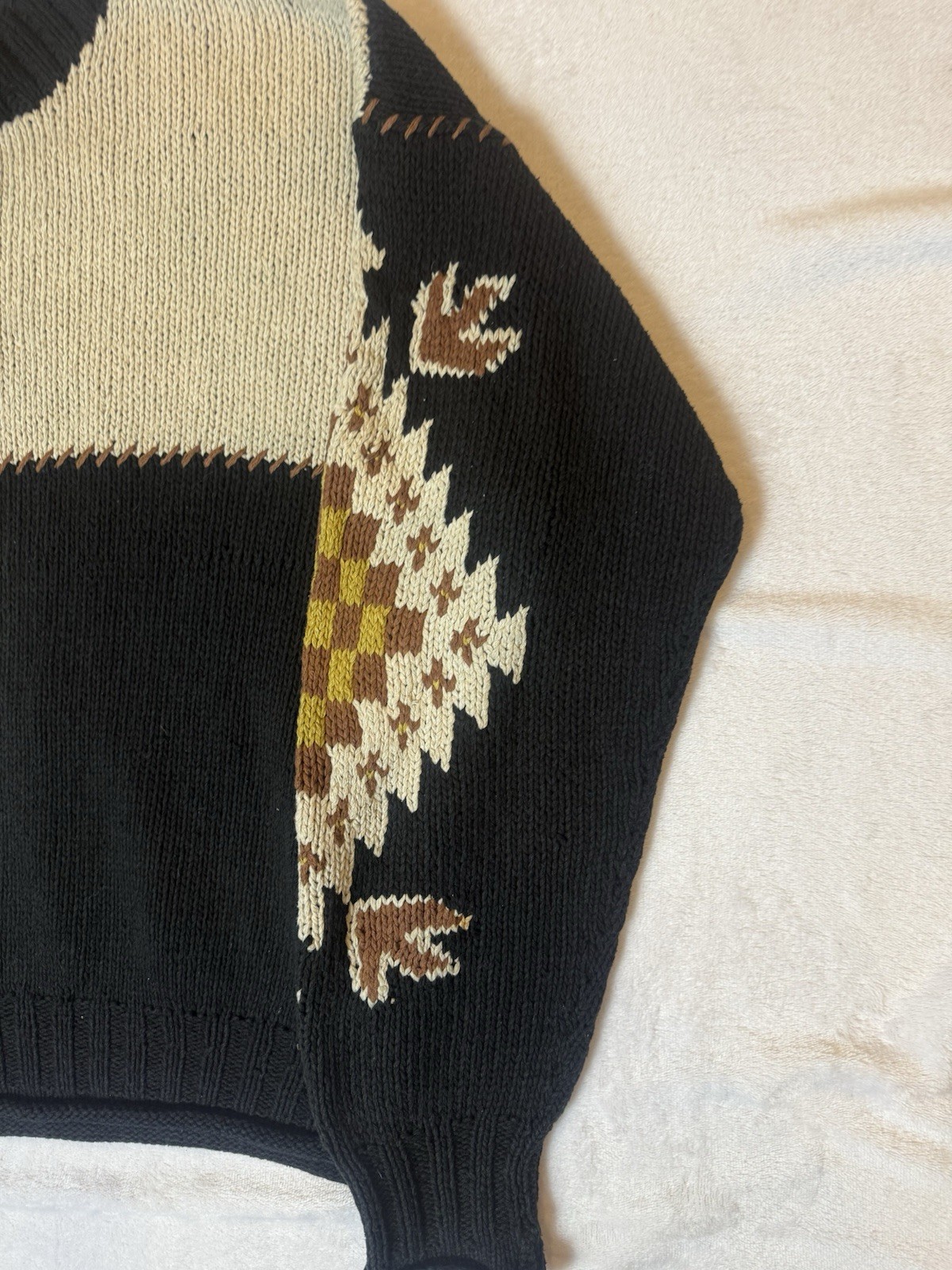 BASCO VINTAGE HAND KNIT SWEATER PULL OVER 58% SILK 42% COTTON BROWN TONES Large