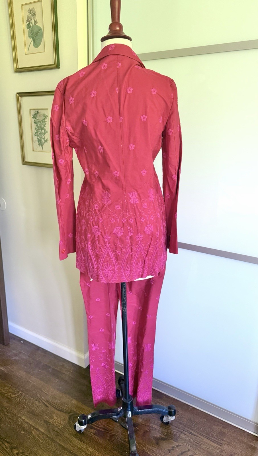 Romeo Gigli Vintage Dead Stock Womens Floral Embroidered Blazer Pant Coord Suit